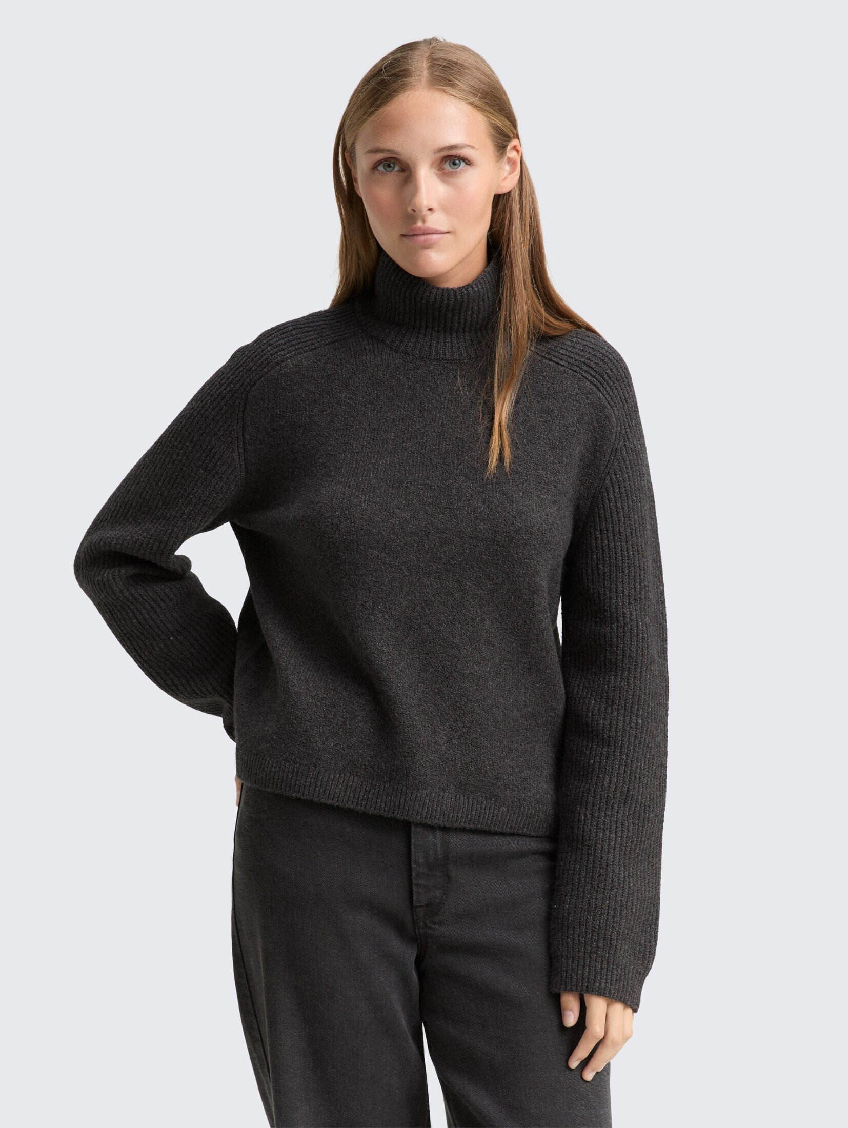 TOM TAILOR Denim Strickpullover Pullover & Strickjacken Relaxed Fit Strickpullover mit Stehkragen
