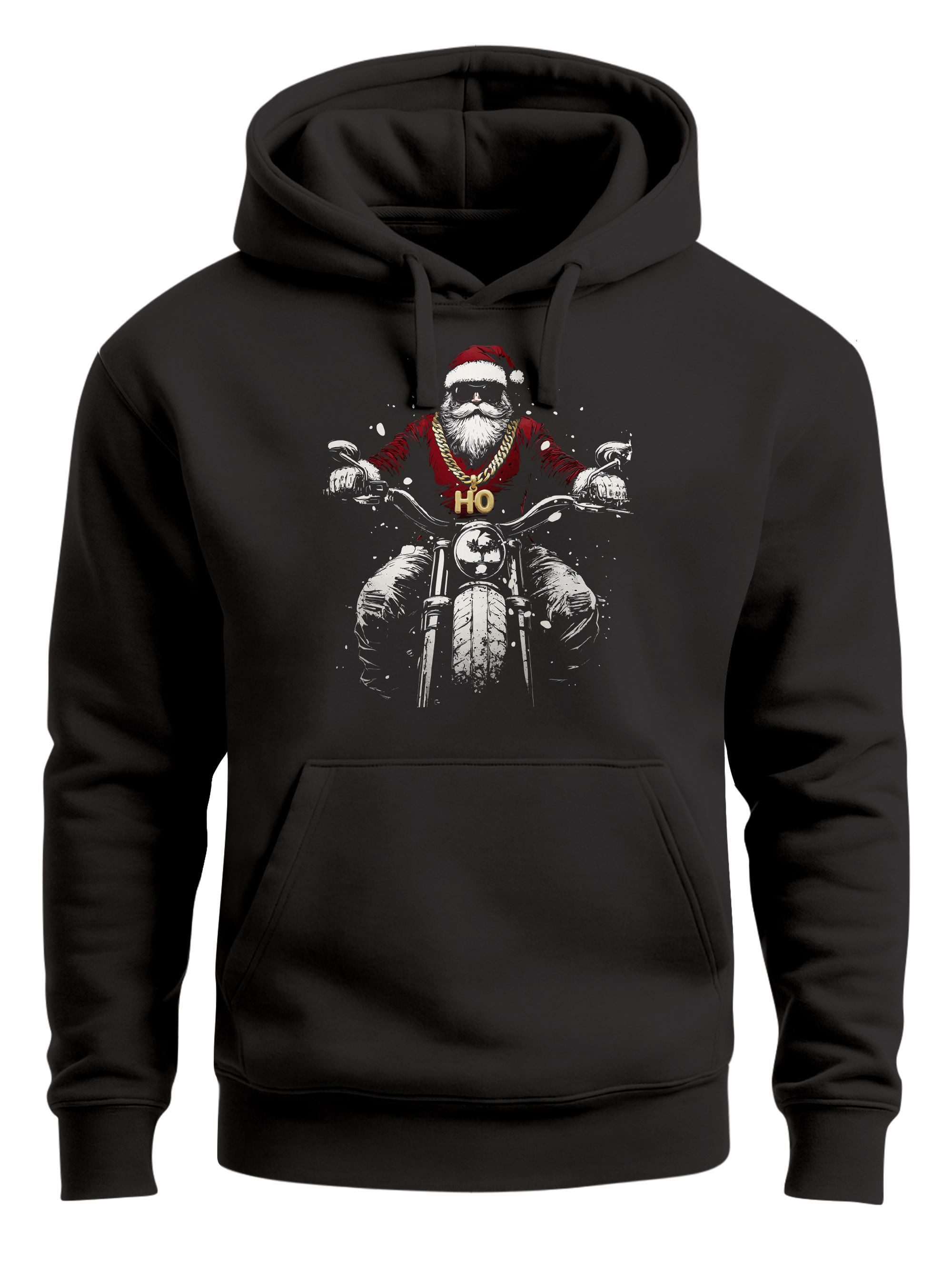 Neverless Hoodie Hoodie Herren Weihnachten Print Aufdruck Santa Biker Motor günstig online kaufen