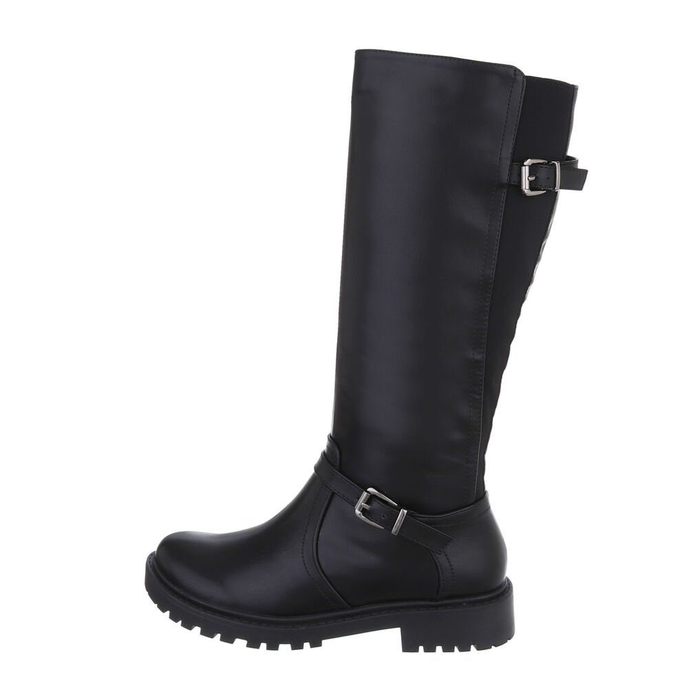 Ital-Design Damen Freizeit Stiefel Blockabsatz Klassische Stiefel in Schwar günstig online kaufen
