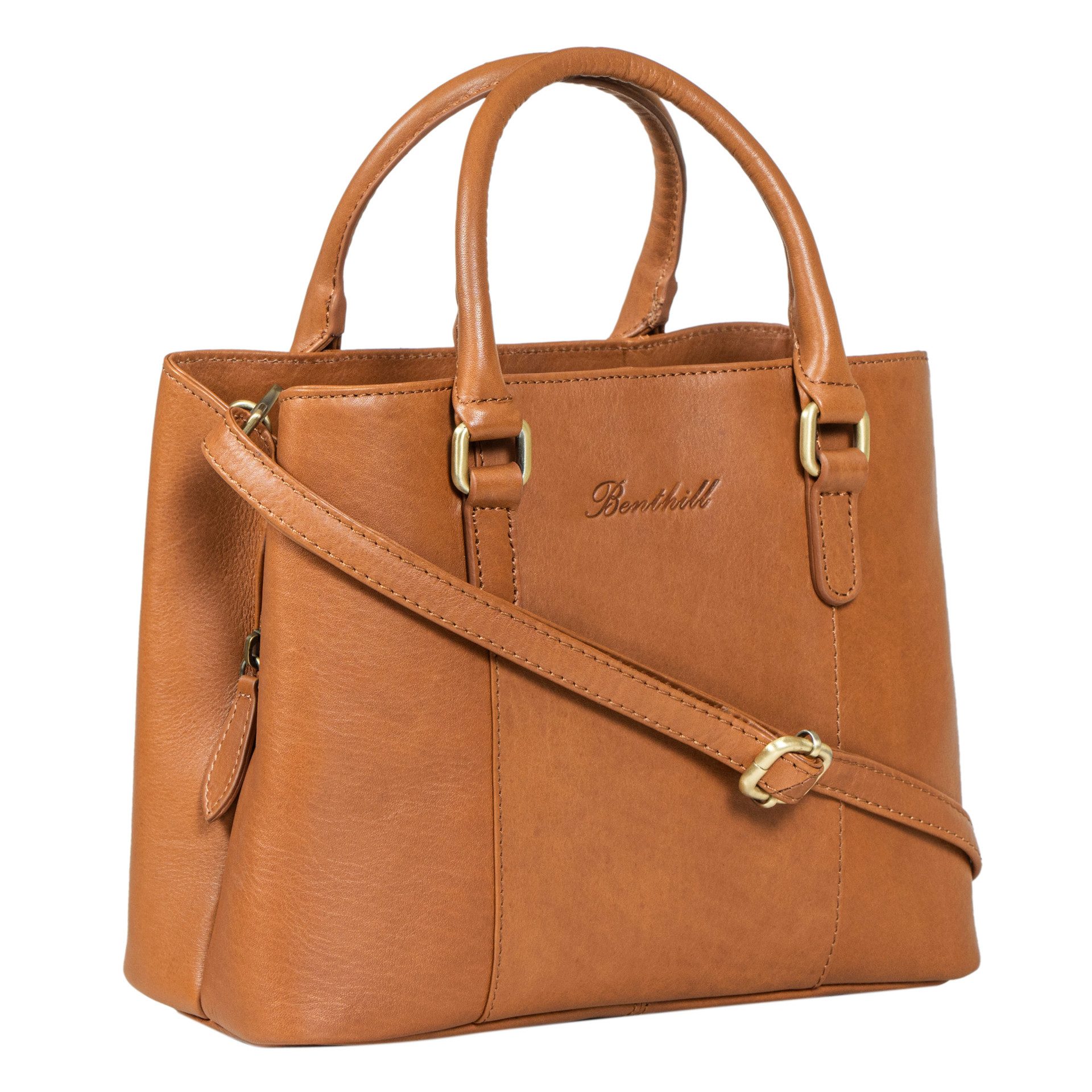 Benthill Handtasche Damen Echt Leder Henkeltasche Umhängegurt Vintage Tasche Umhängetasche, Schultergurt / Umhängegurt Reißverschlussfach