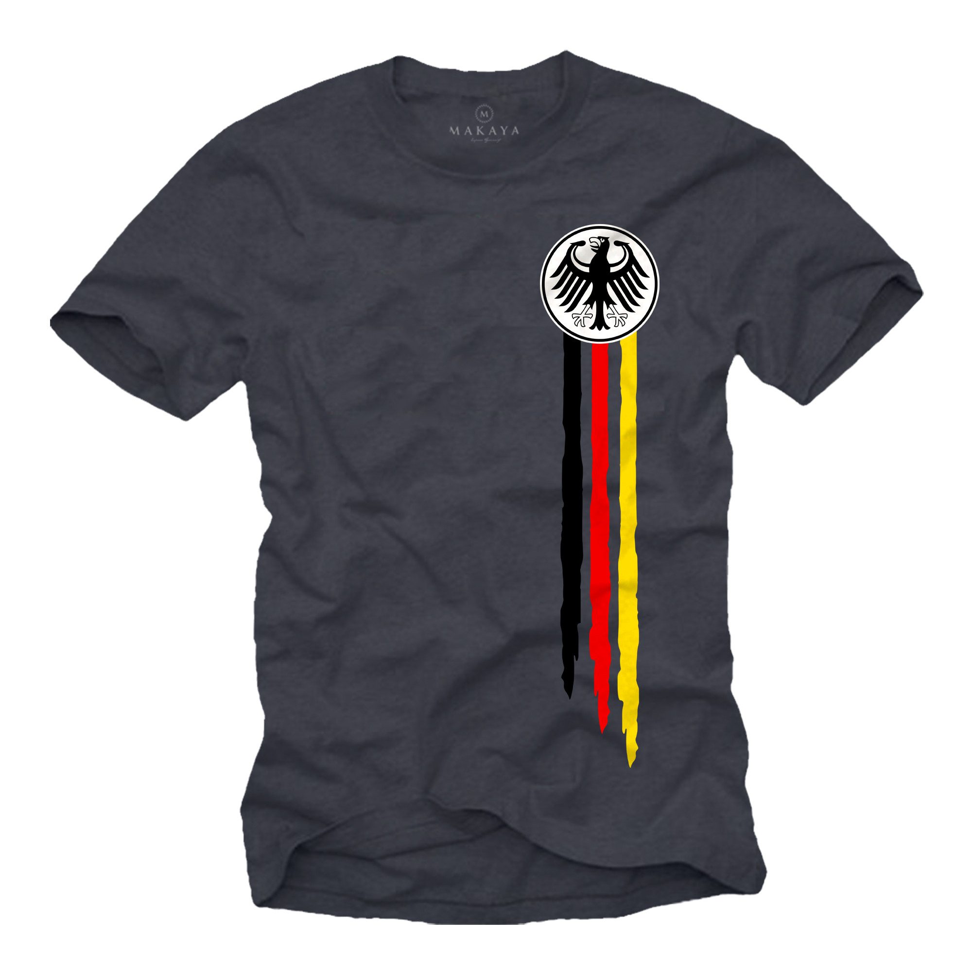 MAKAYA Print-Shirt Bundesadler Deutschland Fußball Trikot EM WM Herren Männer Jungen (Schwarz, Weiß, Blau, Grün, Blaugrau, Grau, S, M, L, XL, XXL, 3XL, 4XL, 5XL) Baumwolle