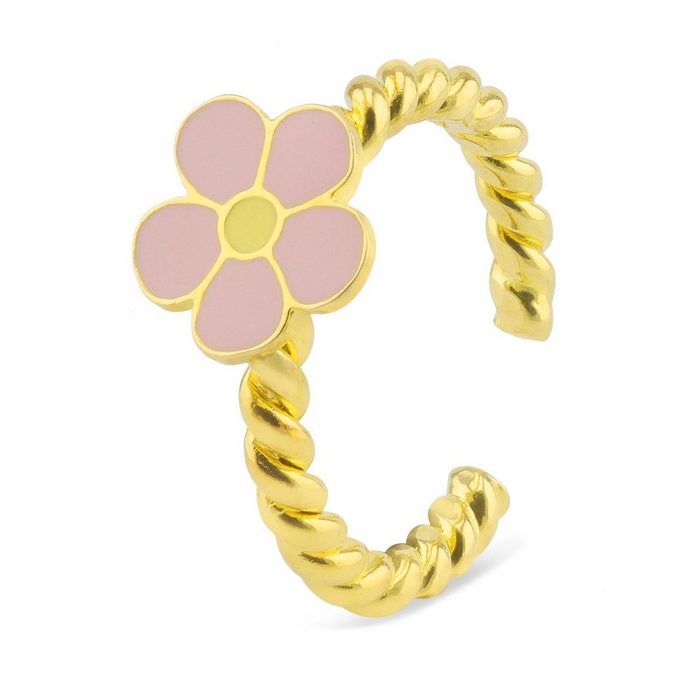 Monkimau Fingerring Damen Ring Blumen 18k Gold plattiert (Packung) 18 Karat vergoldet