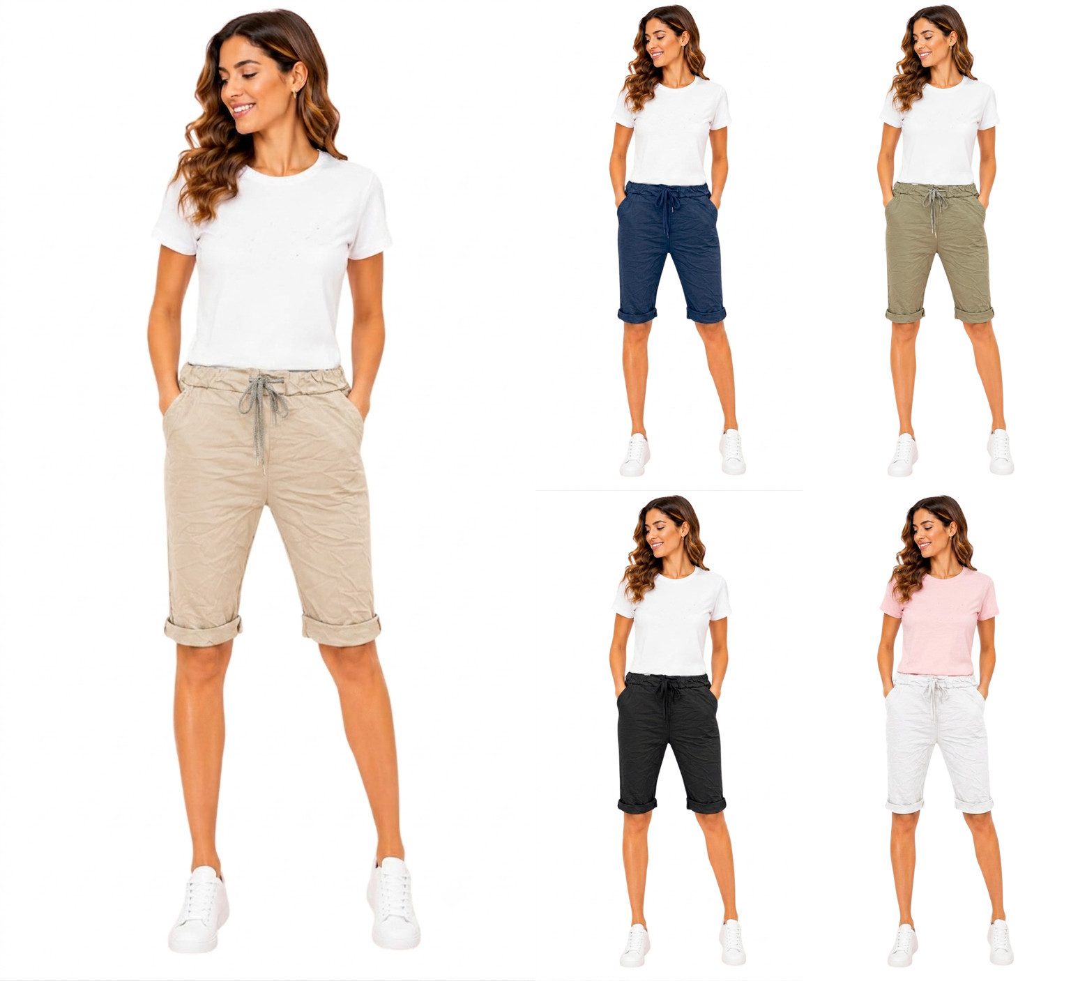 Sa-Lucca Bermudas flexible Damen-Bermuda im Baggy-Capri-Style