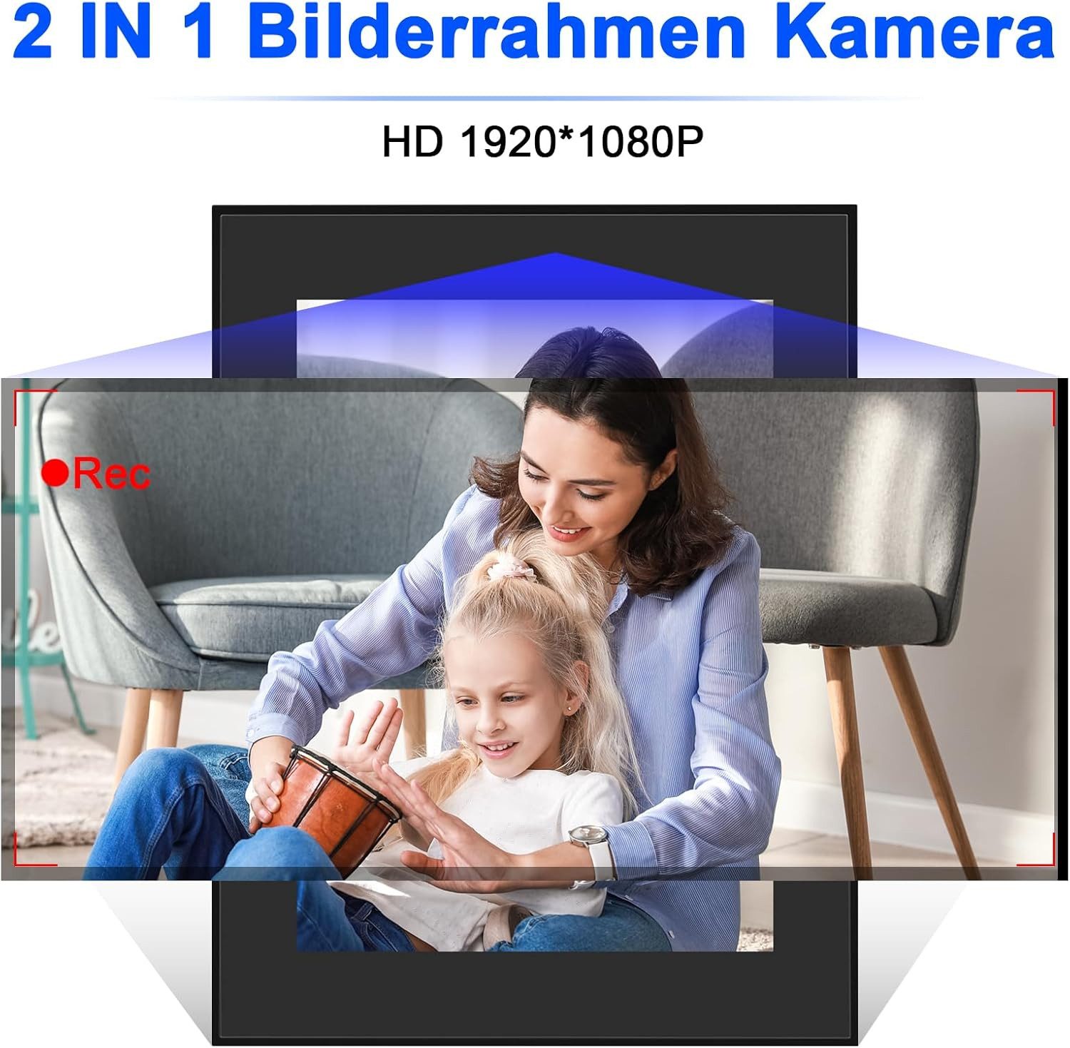 SpionProfi Überwachungskamera Bilderrahmen Kamera FULL HD Mini Cam Video Ton Aufnahme Haus Zimmer (1-tlg., Bilderrahmen mit versteckte Spycam Spion Mini Kamera)