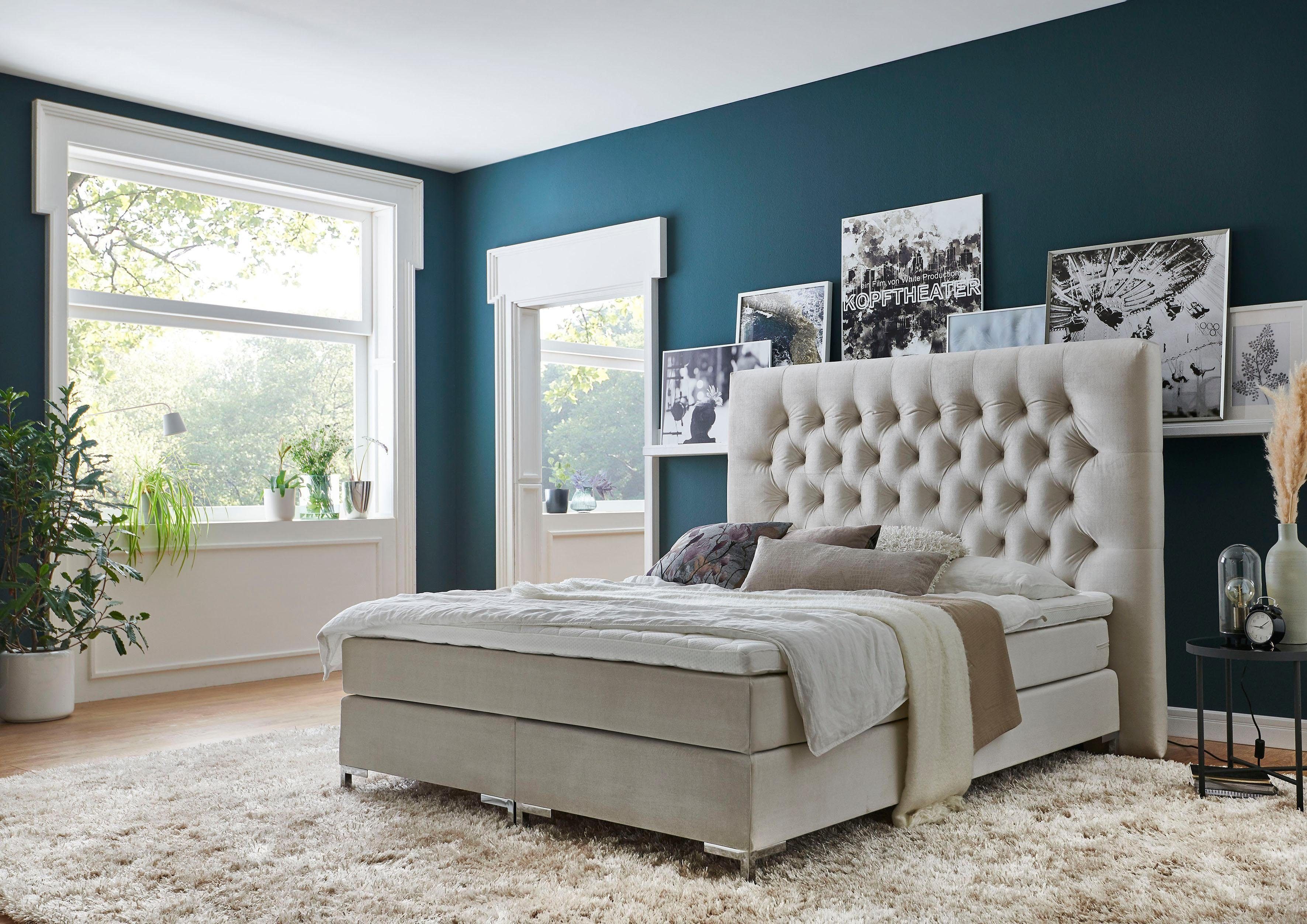 ATLANTIC home collection Boxspringbett Ronja, mit Topper und extra hohem Kopfteil