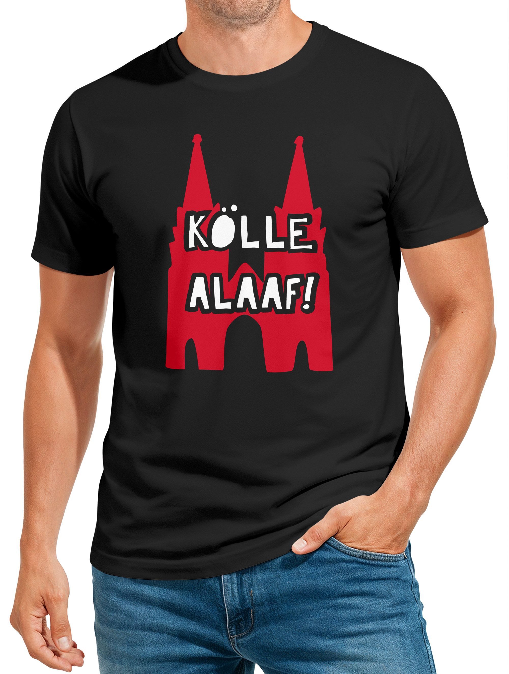 MoonWorks Print-Shirt Herren T-Shirt Karneval Köln Kölle Alaaf Kostüm-Ersatz Verkleidung mit Print