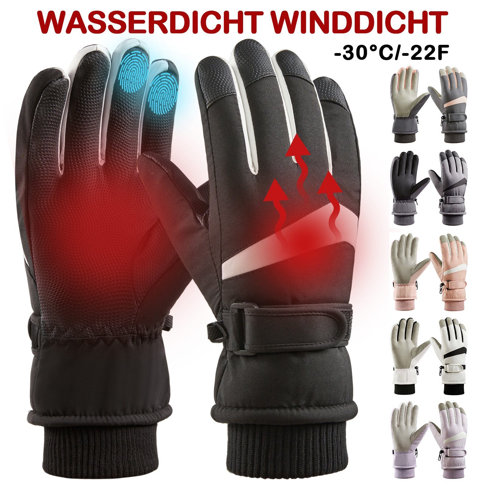 BTTO Skihandschuhe Fahrrad Handschuhe Skihandschuhe für Männer und Frauen im Winter Winterhandschuhe Ski Wasserdicht