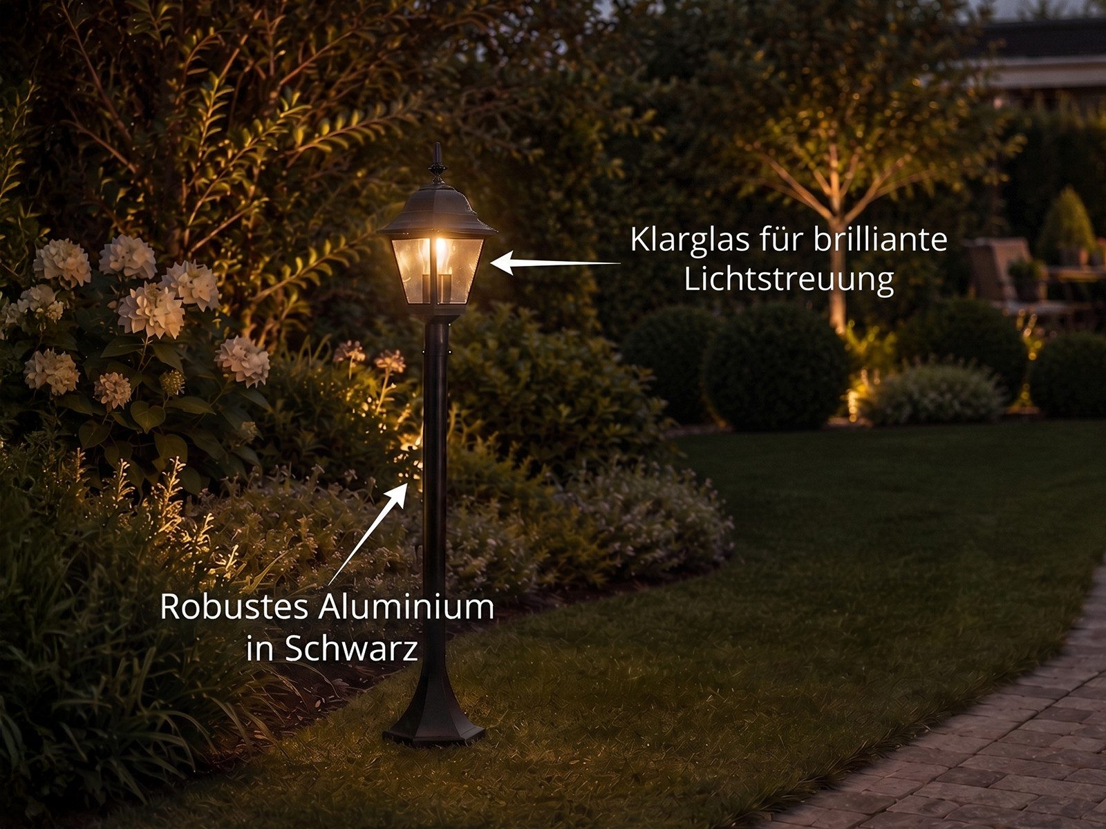 TRIO Leuchten LED Pollerleuchte im Landhausstil mit E27 LED, Höhe 100cm, LED wechselbar, Warmweiß, Gartenlaterne zur Garten-Wegbeleuchtung, Außen-lampe Außenbereich