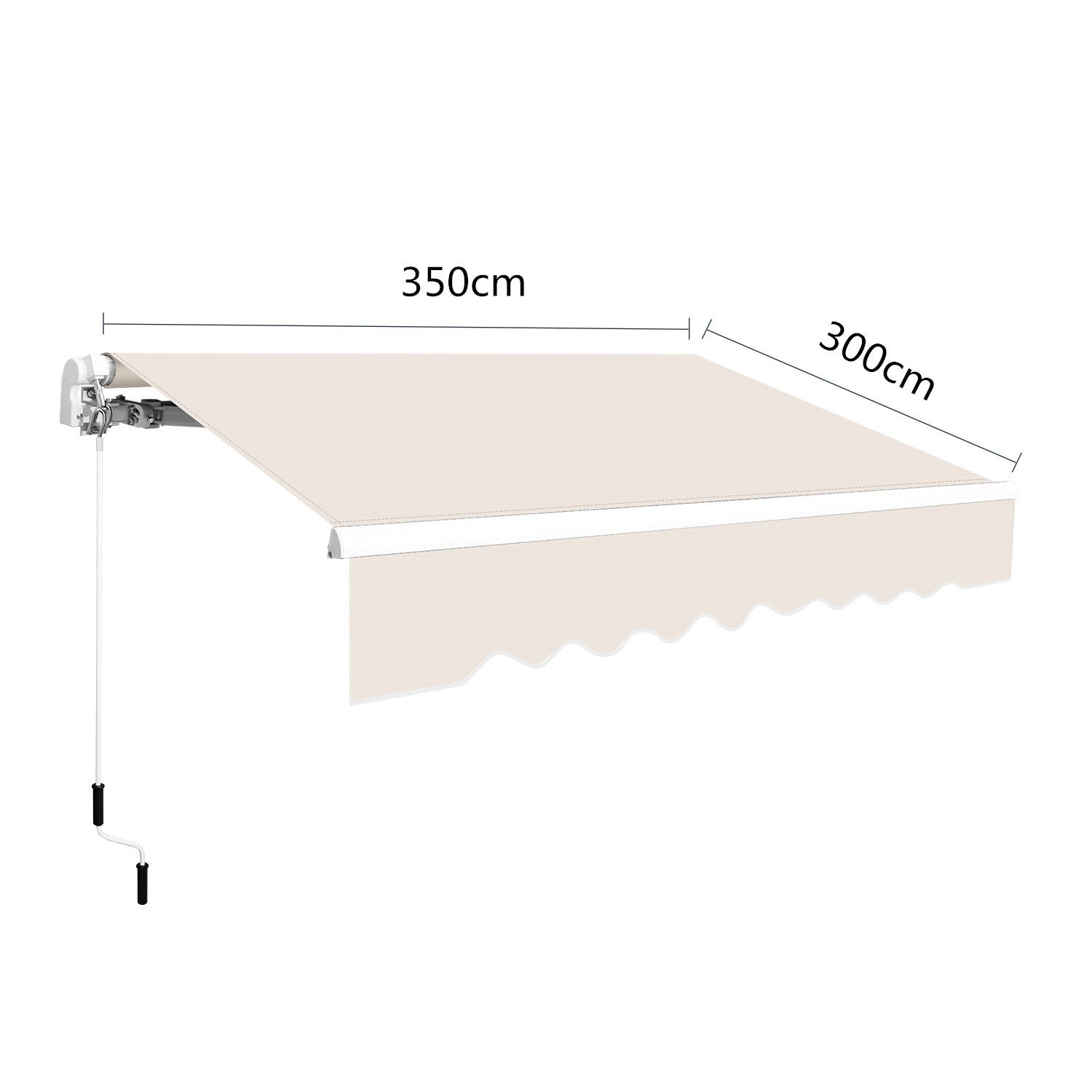Clanmacy Markise Gelenkarmmarkise Balkonmarkise Sonnenmarkise UV-Schutz 350x300cm Beige – Bild 2 von 5