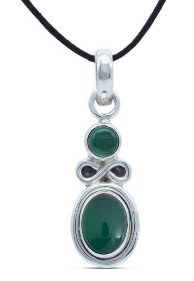 mantraroma Kettenanhänger 925er Silber mit grüner Onyx