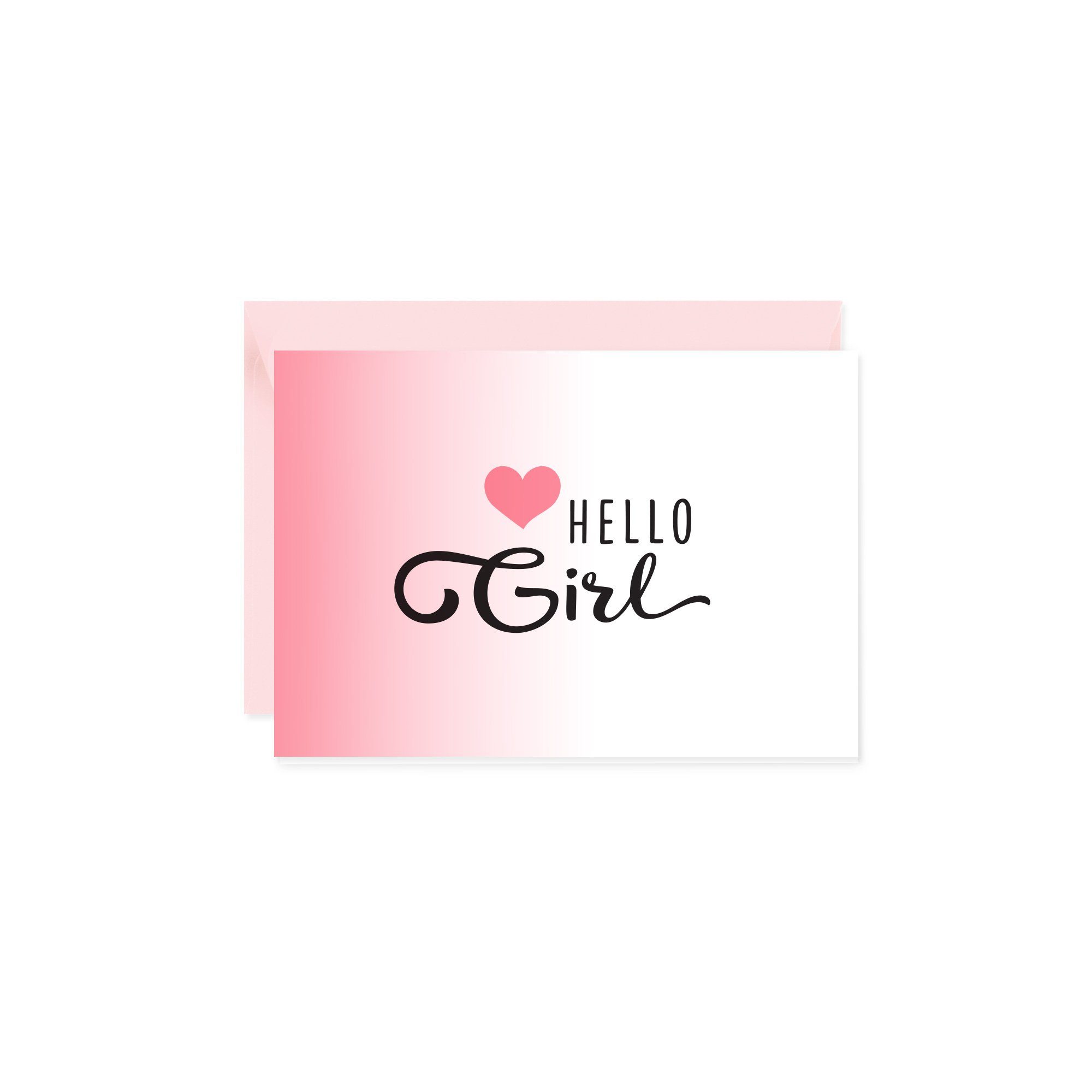 Klappkarte Mini-Grußkarte Grußkarte & mit Hummingbird Girl, Umschlag Hello Bow