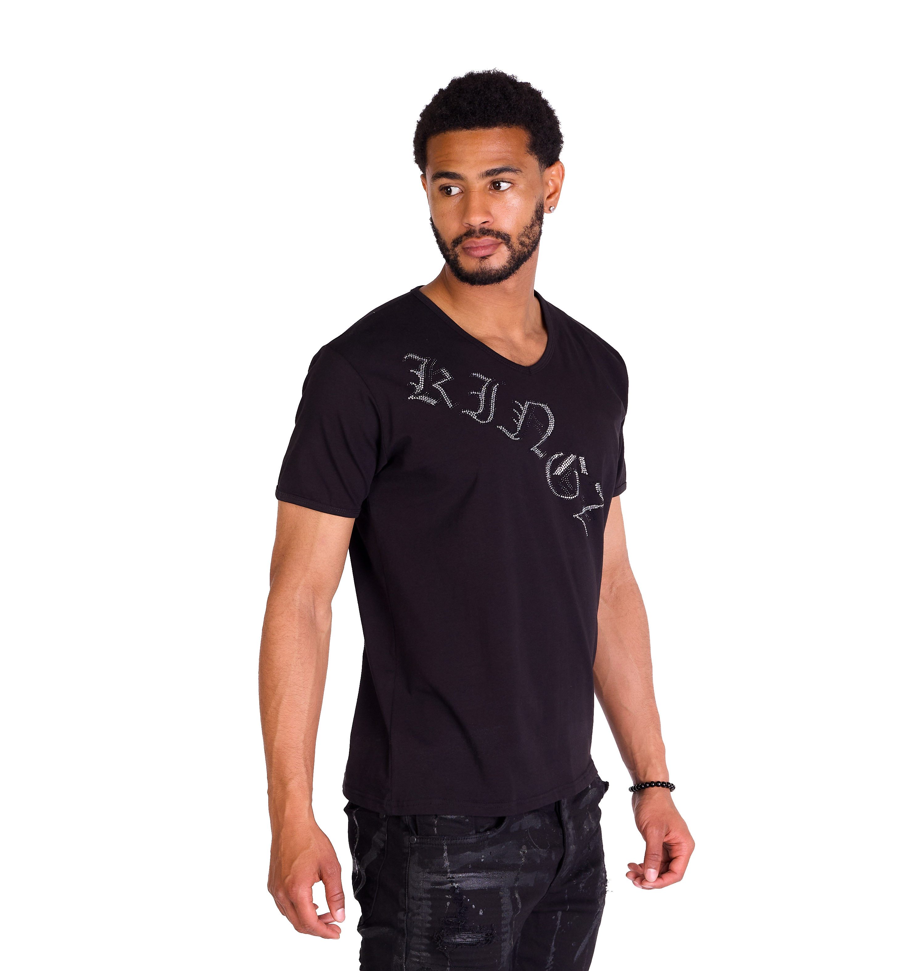 KINGZ T-Shirt Herren Strass Totenkopf T-Shirt mit Strass günstig online kaufen