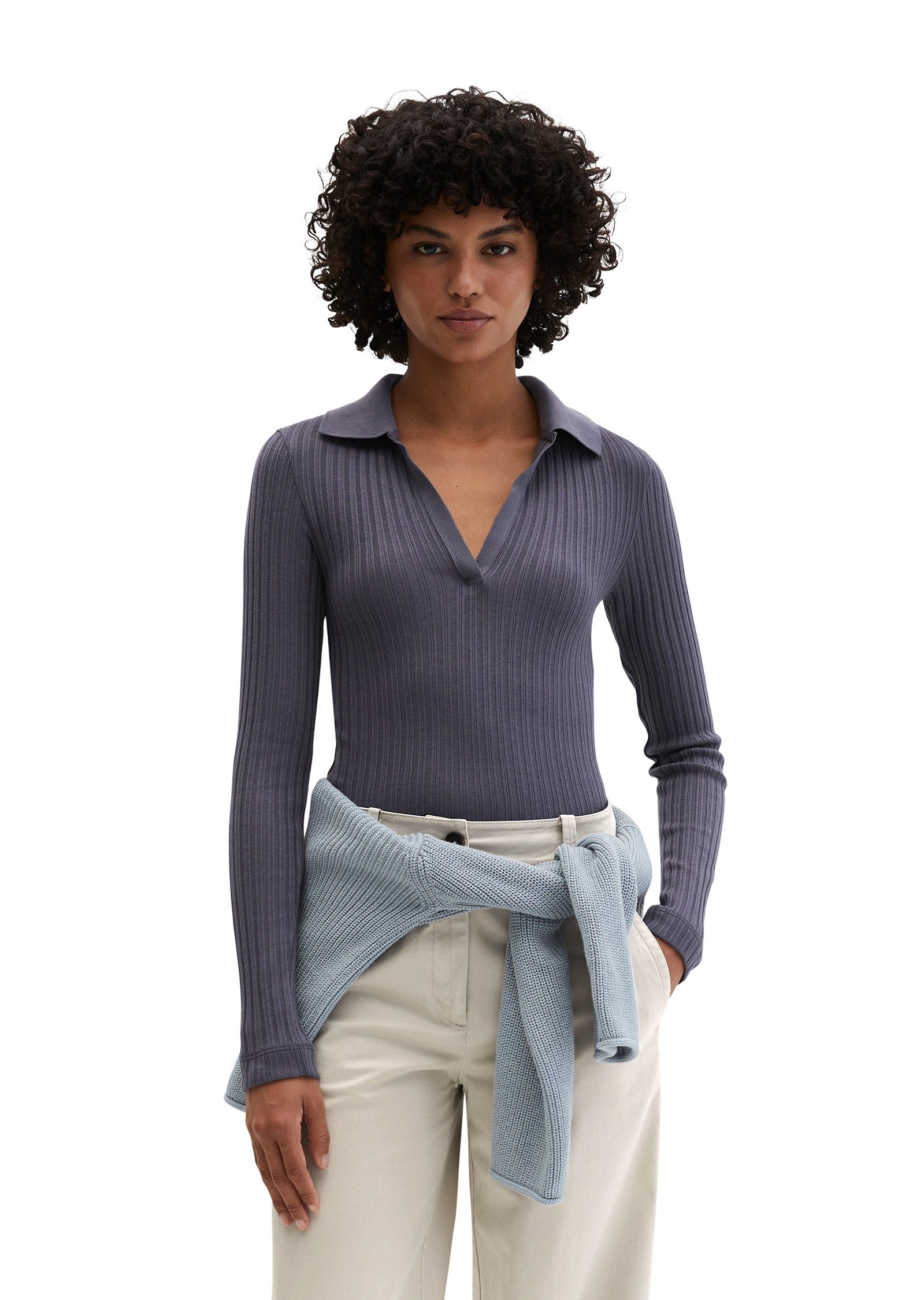 Marc O'Polo Langarm-Poloshirt mit TENCEL™ Modal