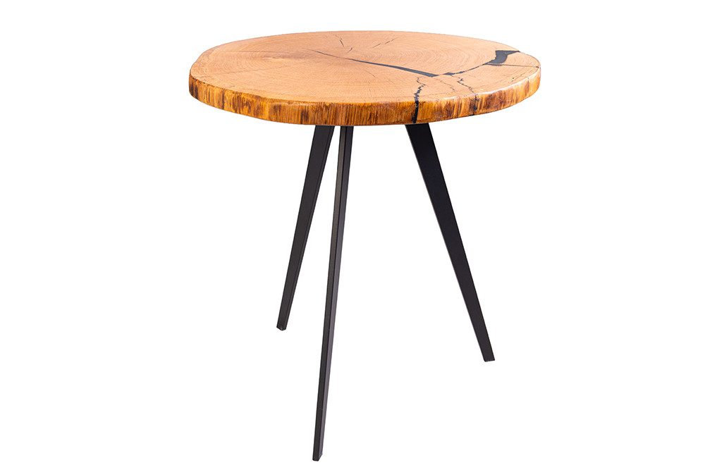 riess-ambiente Couchtisch ARBOR 55cm natur/schwarz - Eichenholz, Massiv, Metall, Scheibe, rund (Einzelartikel, 1-St), Beistelltisch mit Dreifuß-Gestell - für Wo – Bild 2 von 5