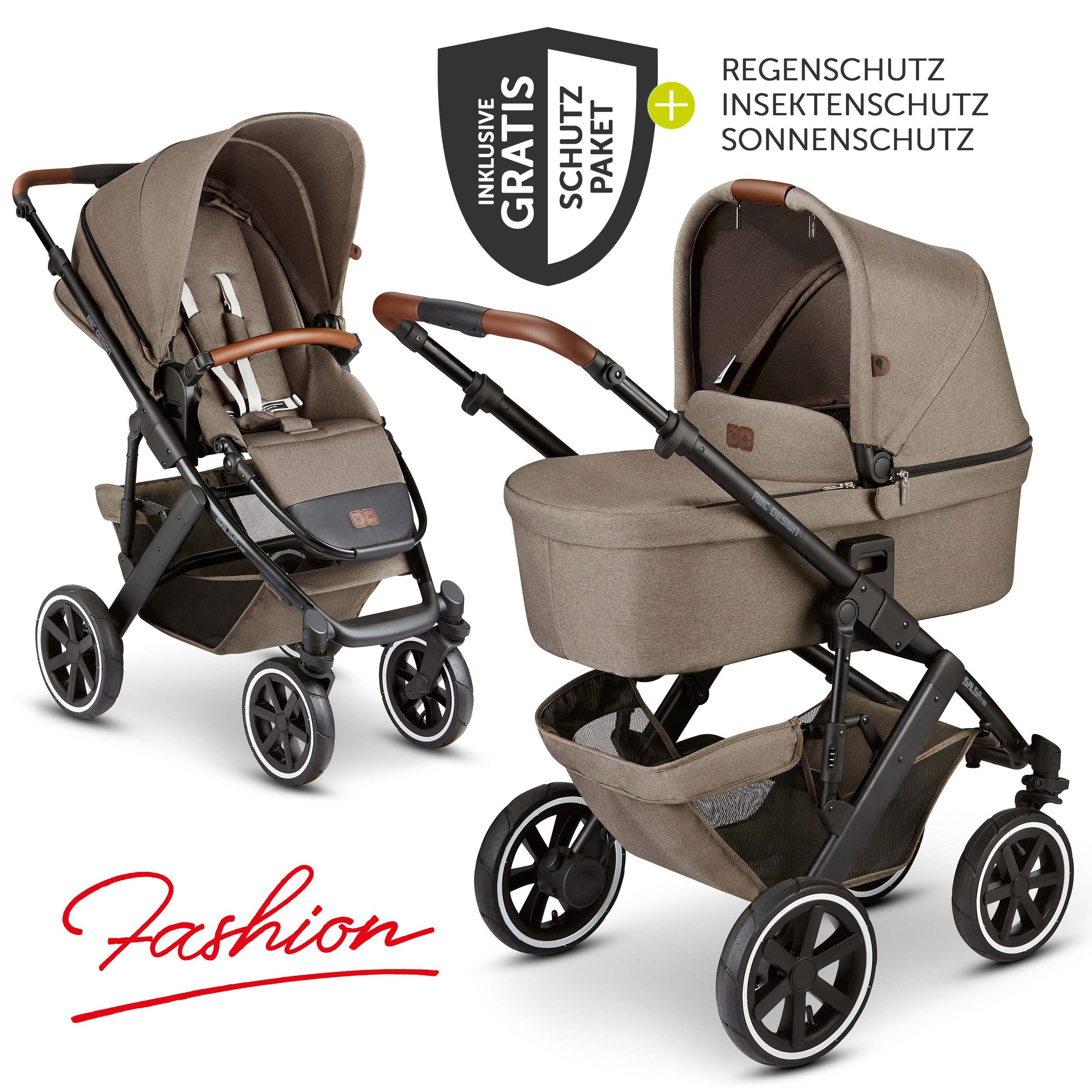 ABC Design Kombi-Kinderwagen »Salsa 4 Air - Fashion Edition - Nature«, (7-tlg), inkl. Babywanne ...