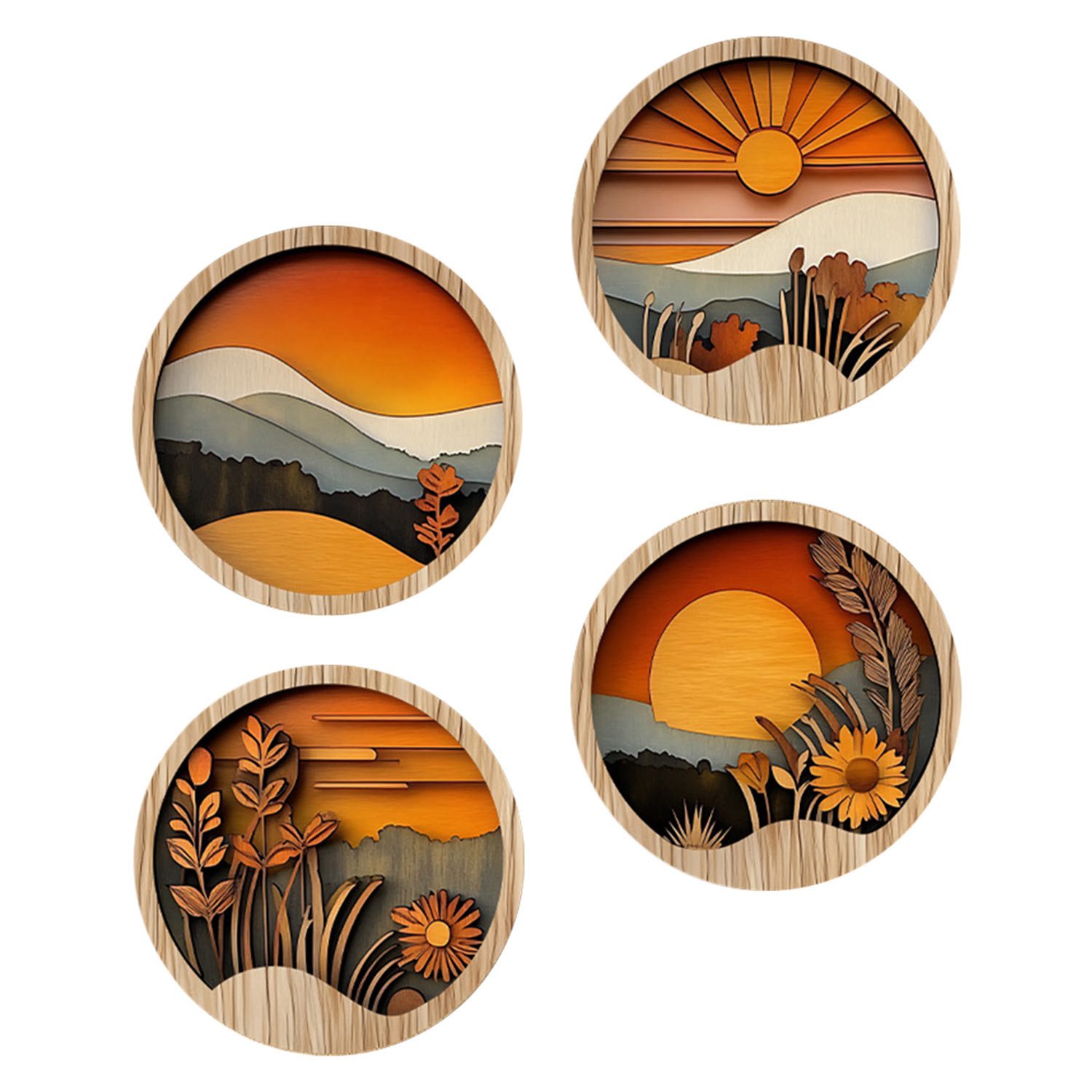 Refttenw Wanddekoobjekt Holz Boho Deko Dekoobjekt rund Ø20cm Wanddeko 4 St, günstig online kaufen