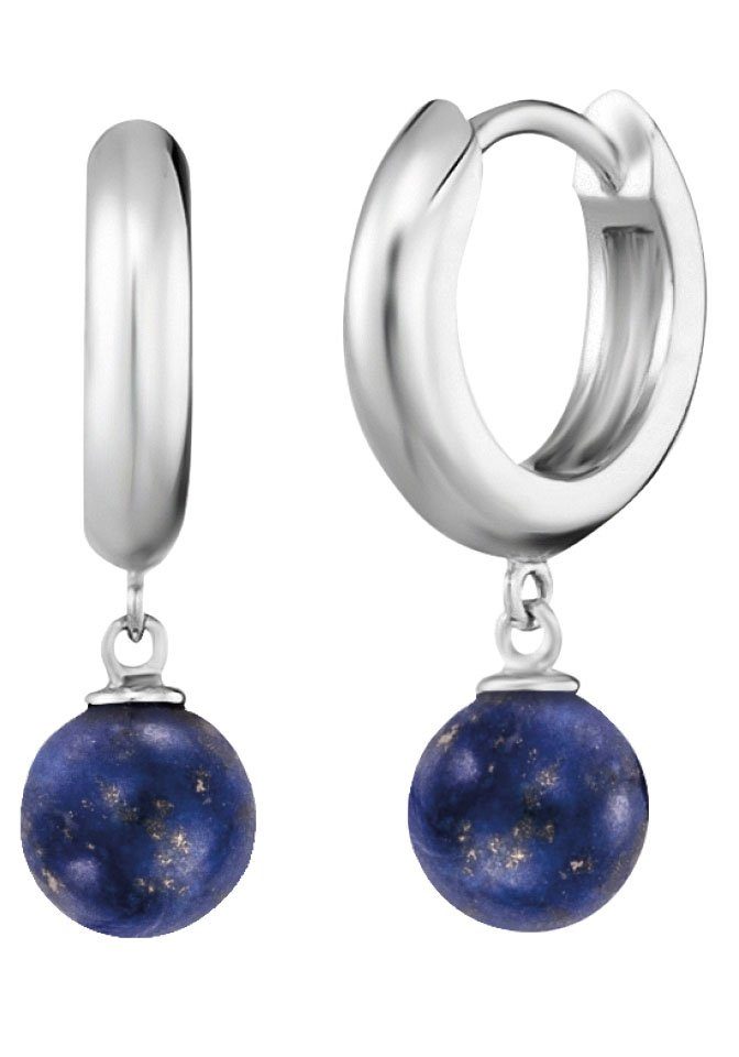 Engelsrufer Paar Creolen Powerful Stone, mit Achat, Lapislazuli, Malachit, Jaspis, Rosenquarz oder Tigerauge