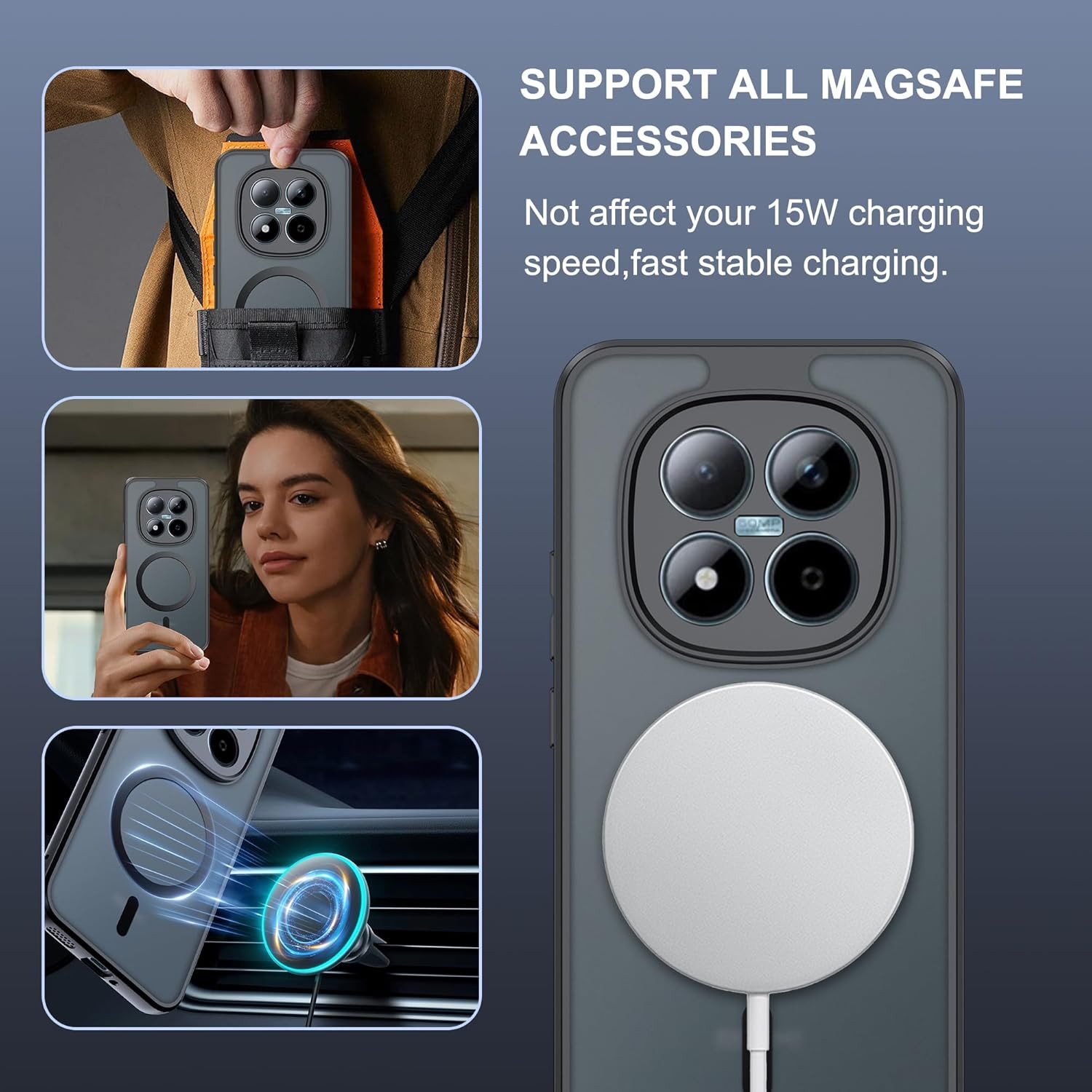 MSM Handyhülle Hülle für Xiaomi Redmi Note 15 Pro+ 5G MagSafe Silikon Schutz Schwarz – Bild 4 von 5