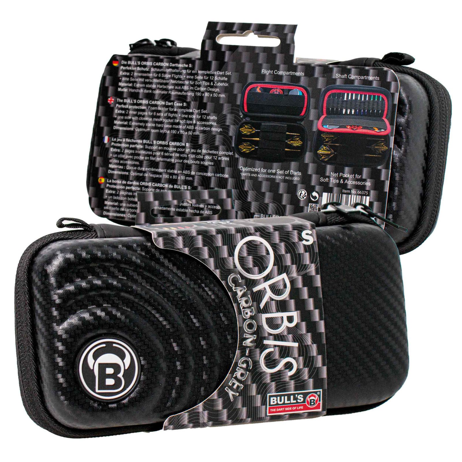 BULL'S Dartpfeil Bull's Dart Tasche Hardcase Orbis S, Carbon schwarz, 190x80x50mm, Sehr robust, aber auch elastisch