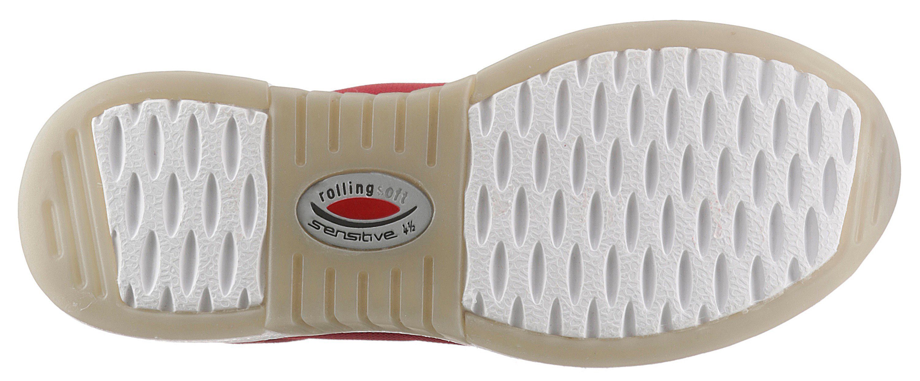 rollingsoft Keilsneaker, Freizeitschuh, Halbschuh, Schnürschuh im sommerlichem Materialmix