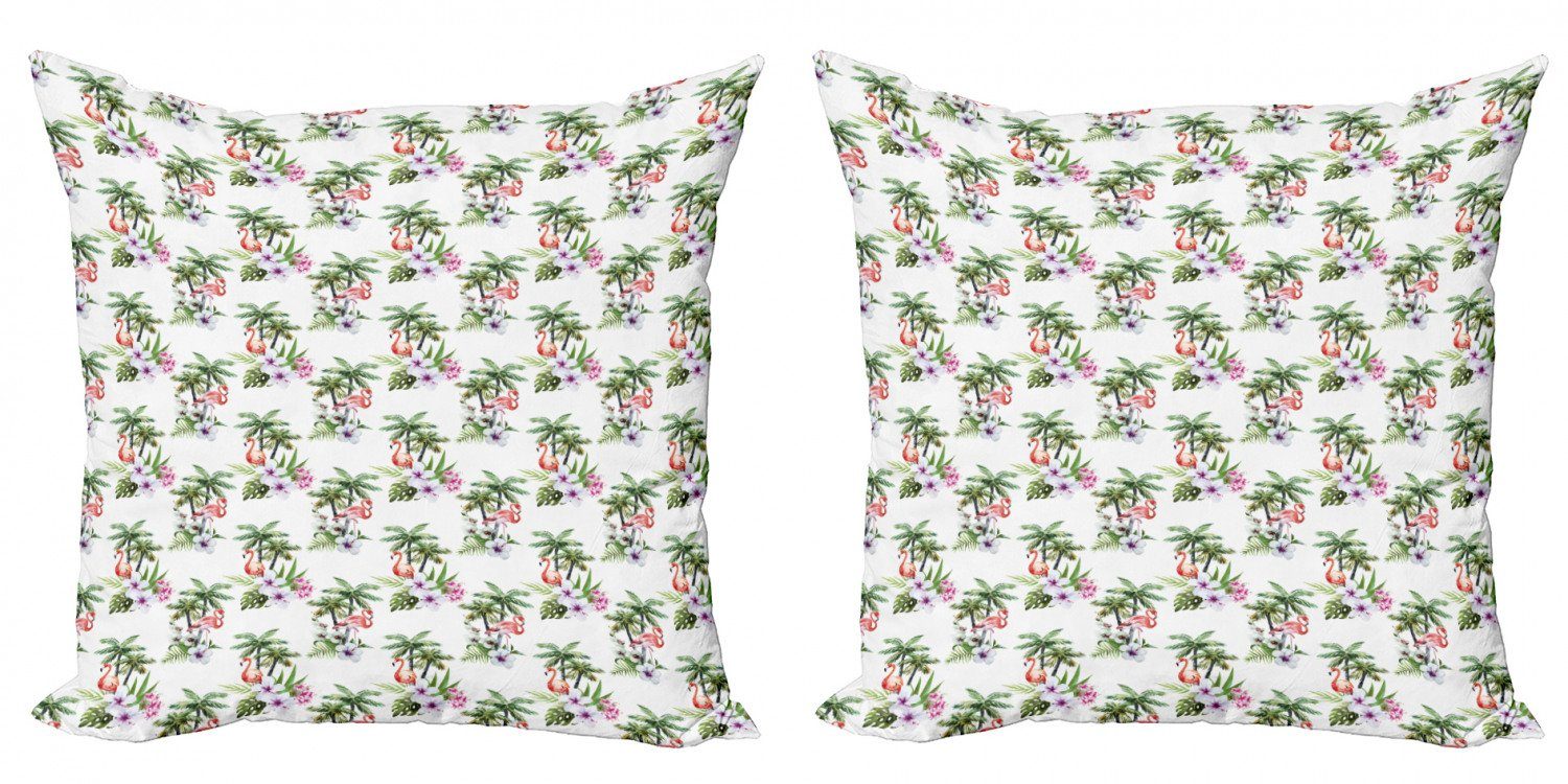 Kissenbezüge Kunst Flamingo Digitaldruck, Stück), Abakuhaus Hibiscus Doppelseitiger (2 Accent Modern Palme