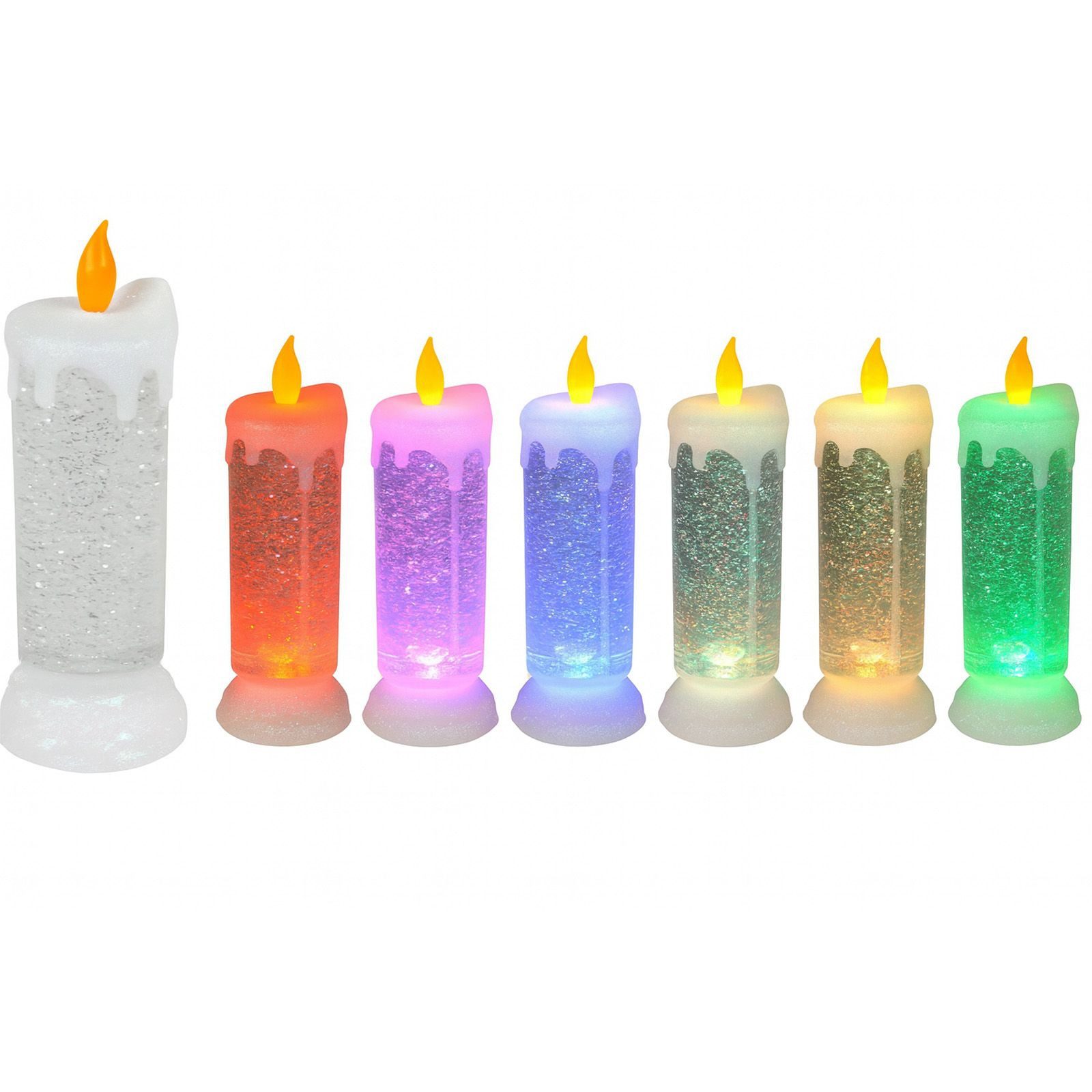 BURI Kugelleuchte LED-Glitterkerze mit Farbwechsler 24cm Weihnachtskerze Adventskerze – Bild 2 von 5