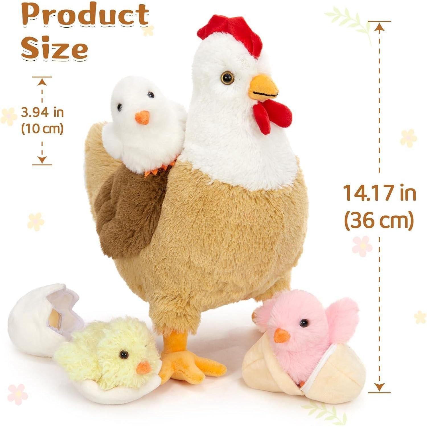 LuxusKollektion Kuscheltier Plüschtier Huhn XXL 36cm Küken Ei Geschenk Kinder Khaki-white