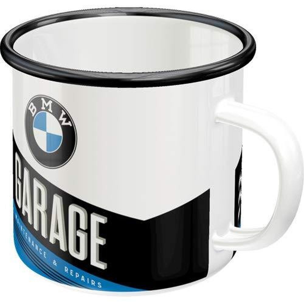 BMW Tasse BMW Garage Emaille Kaffee Becher Kaffeetasse Kaffeepott Groß, 1-tlg.