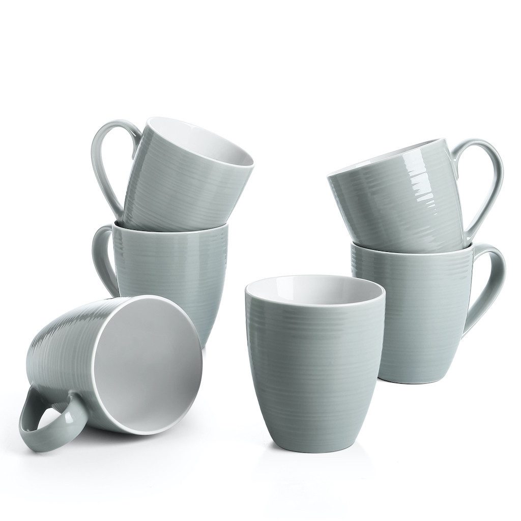 Becher 500ml 6er Set, Keramik, mit Henkel, mikrowellen- und spülmaschinenfest