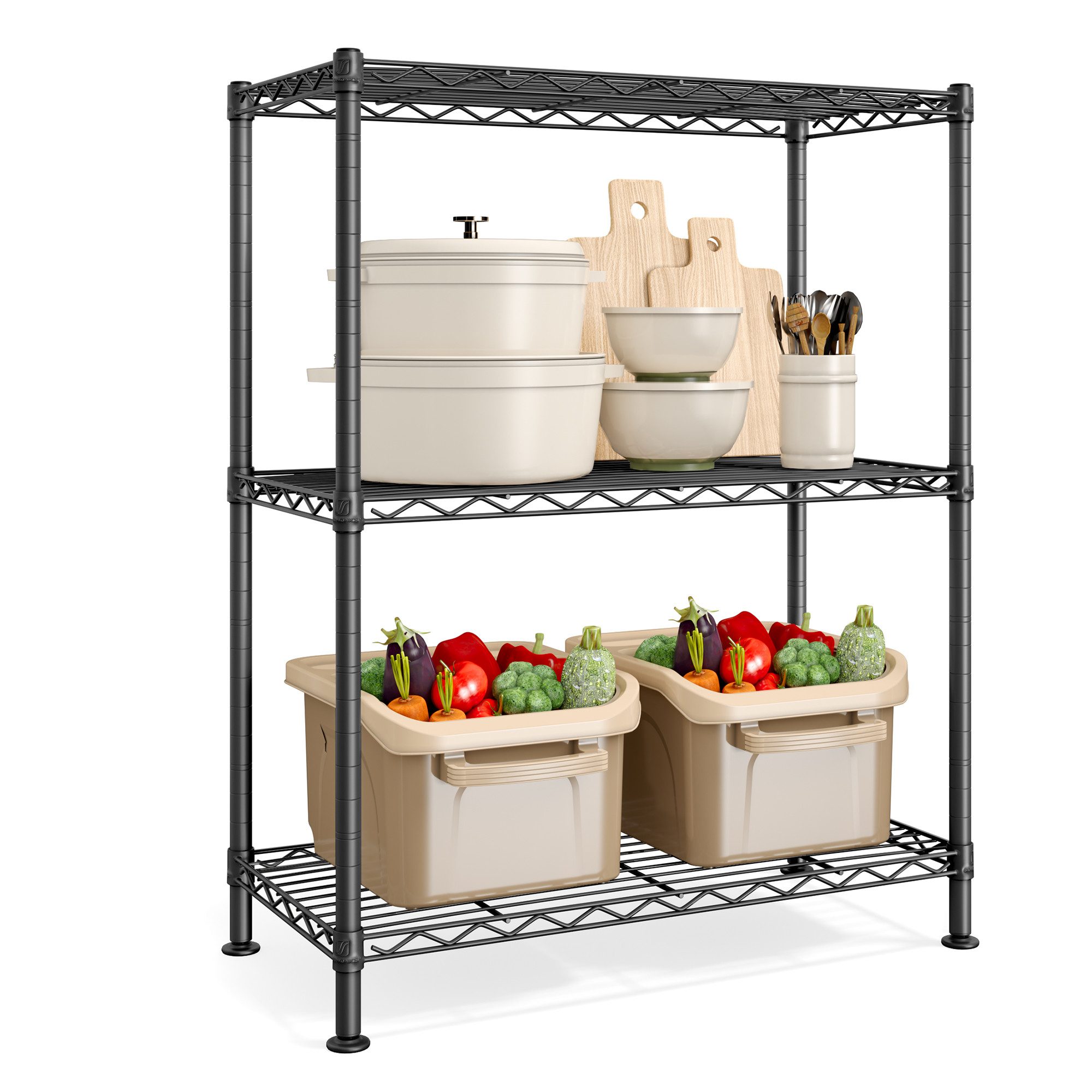 SONGMICS Standregal Metallregal, höhenverstellbare Ablagen, Standregal für Garage, 3 Ebenen, 30 x 60 x 77 cm, Aufbewahrungsregal für Wohnzimmer