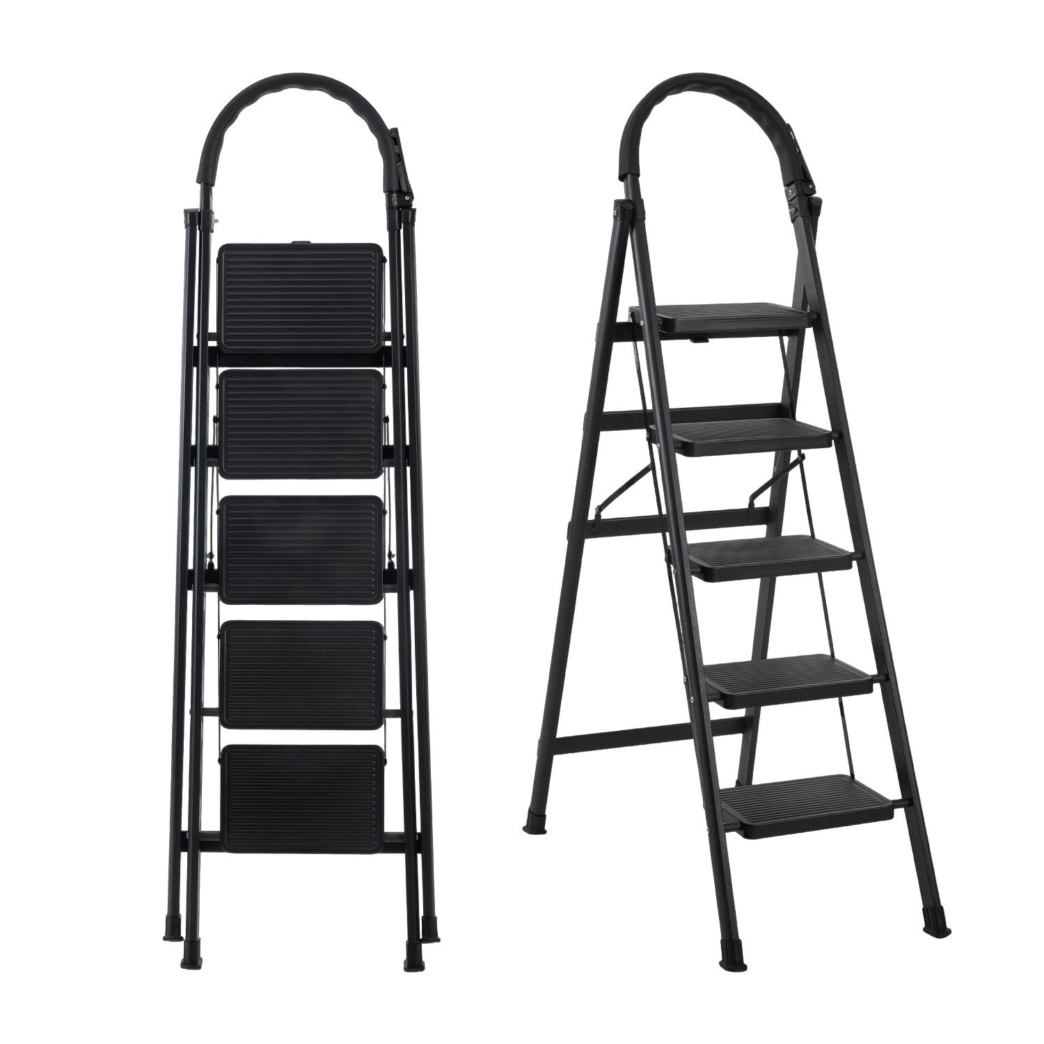 FOXSPORT Stehleiter ARK10, Trittleiter, Haushaltsleiter 3-5 Stufen, Klappleiter, Multifunktionsleiter, Arbeitsleiter klappbar, bis 150 kg, stabil