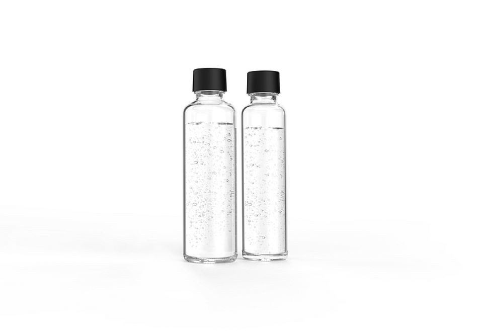 Wassersprudler Flasche Glas-Flaschen 2er-Set 0,6L + 0,85L für Logan