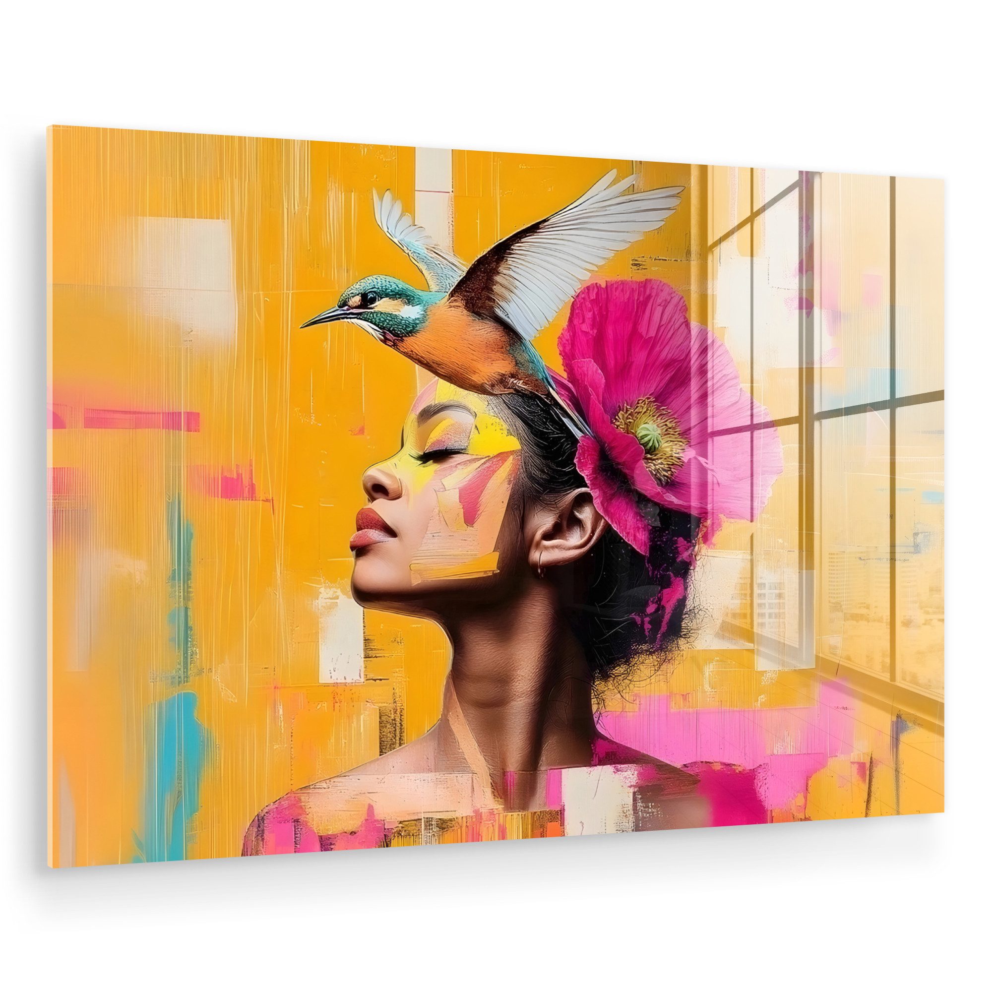 MuchoWow Acrylglasbild Vogel - Frau - günstig online kaufen
