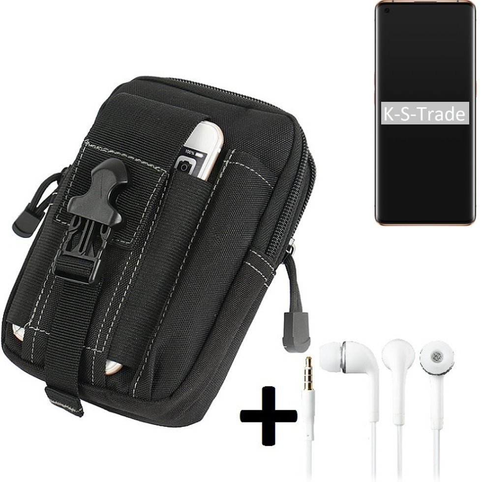 K-S-Trade Handyhülle für Oppo Find X2 Pro, Gürteltache + Kopfhörer Gürtel Tasche Holster Schutz Hülle