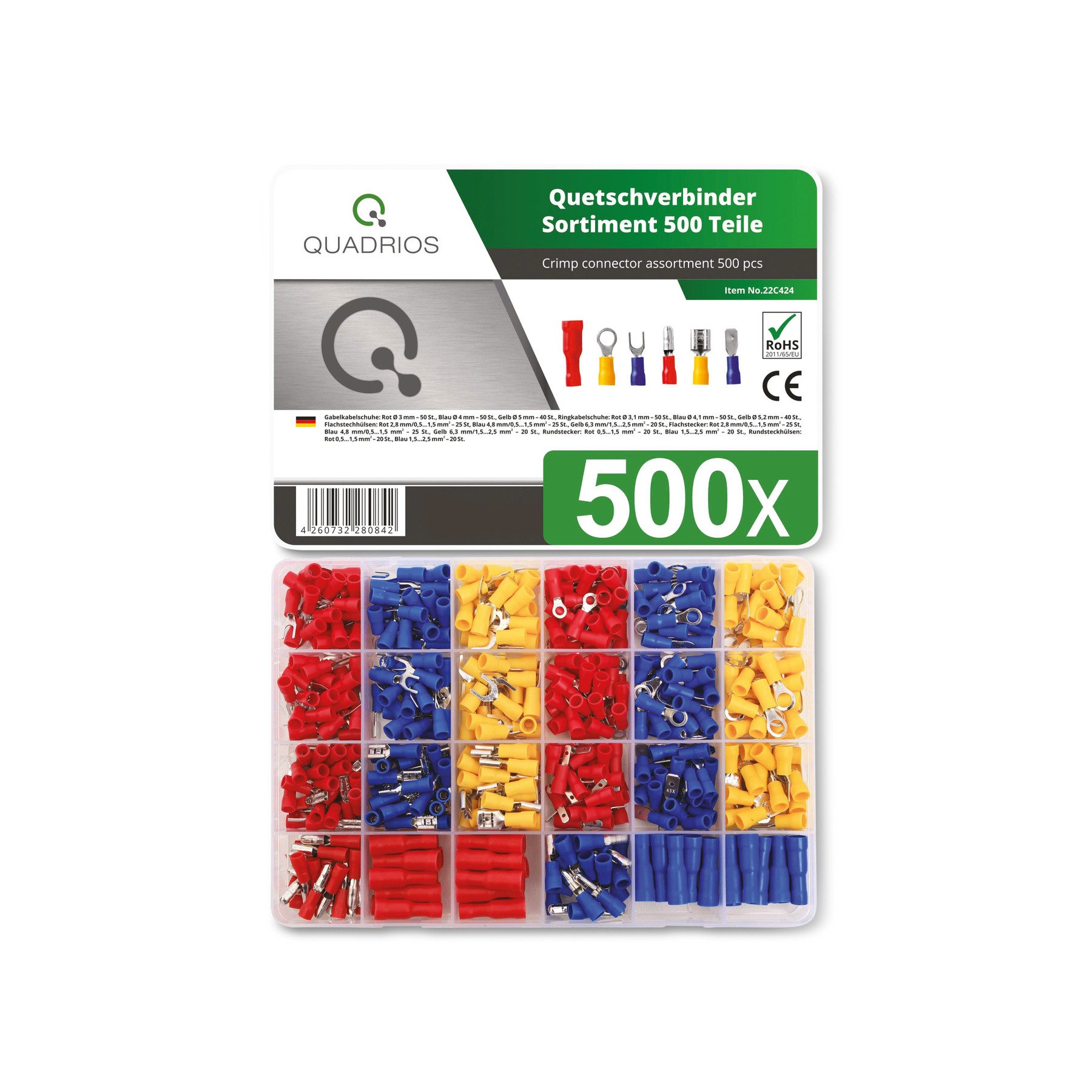 Quadrios Kabelverbinder-Sortiment QUADRIOS Quetschverbinder-Sortiment 22C424, 500 Stück