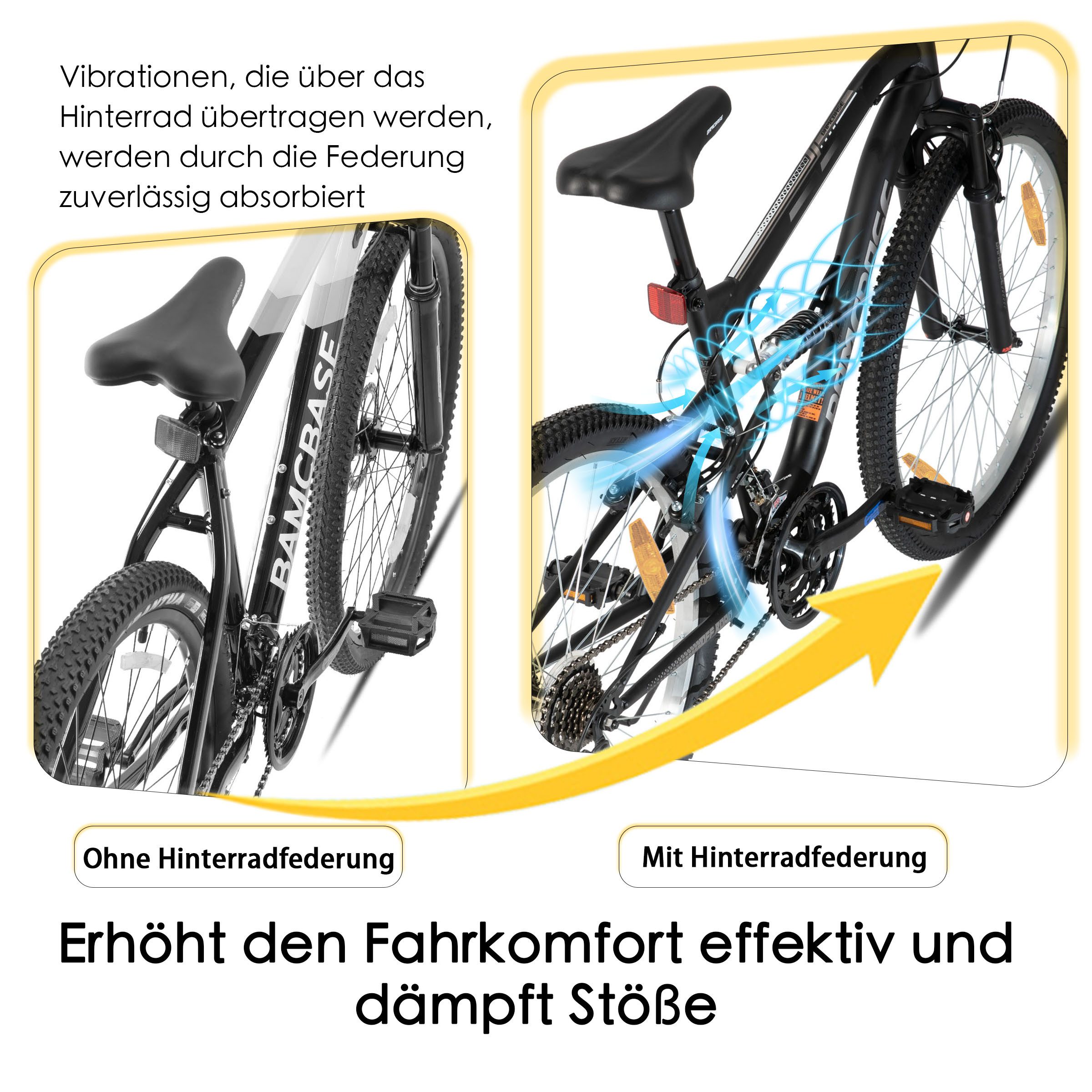 HILAND Mountainbike 26 Zoll Vollfederung Herren Fahrrad für Männer Frauen Student Pendler, Mit Hochwertiger Rahmen, ‎Doppelfederung, 21-Gang-Schaltung, Kotflügel