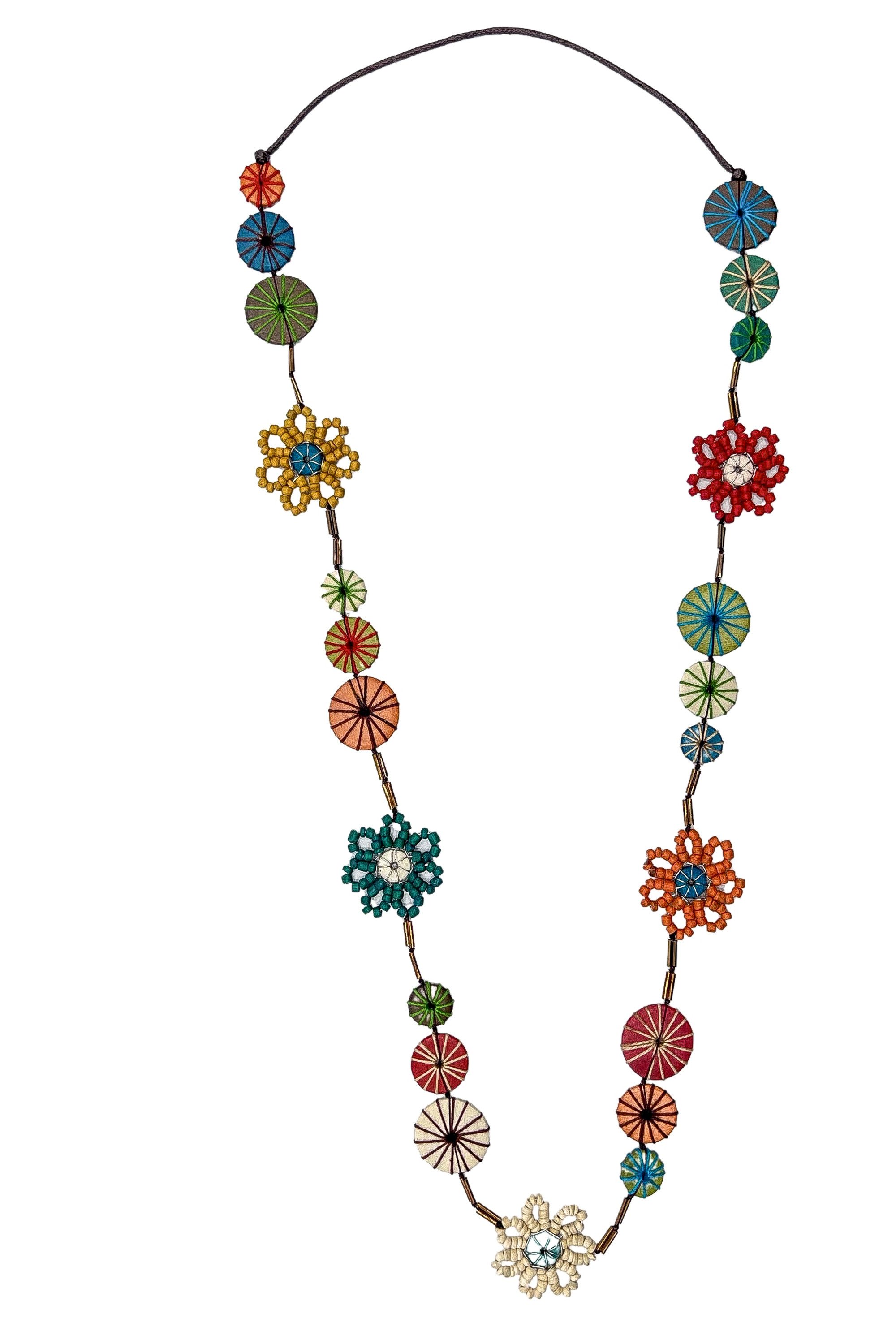 COLLEZIONE ALESSANDRO Lange Kette Esha, mit flachen, umwickelten Holzperlen