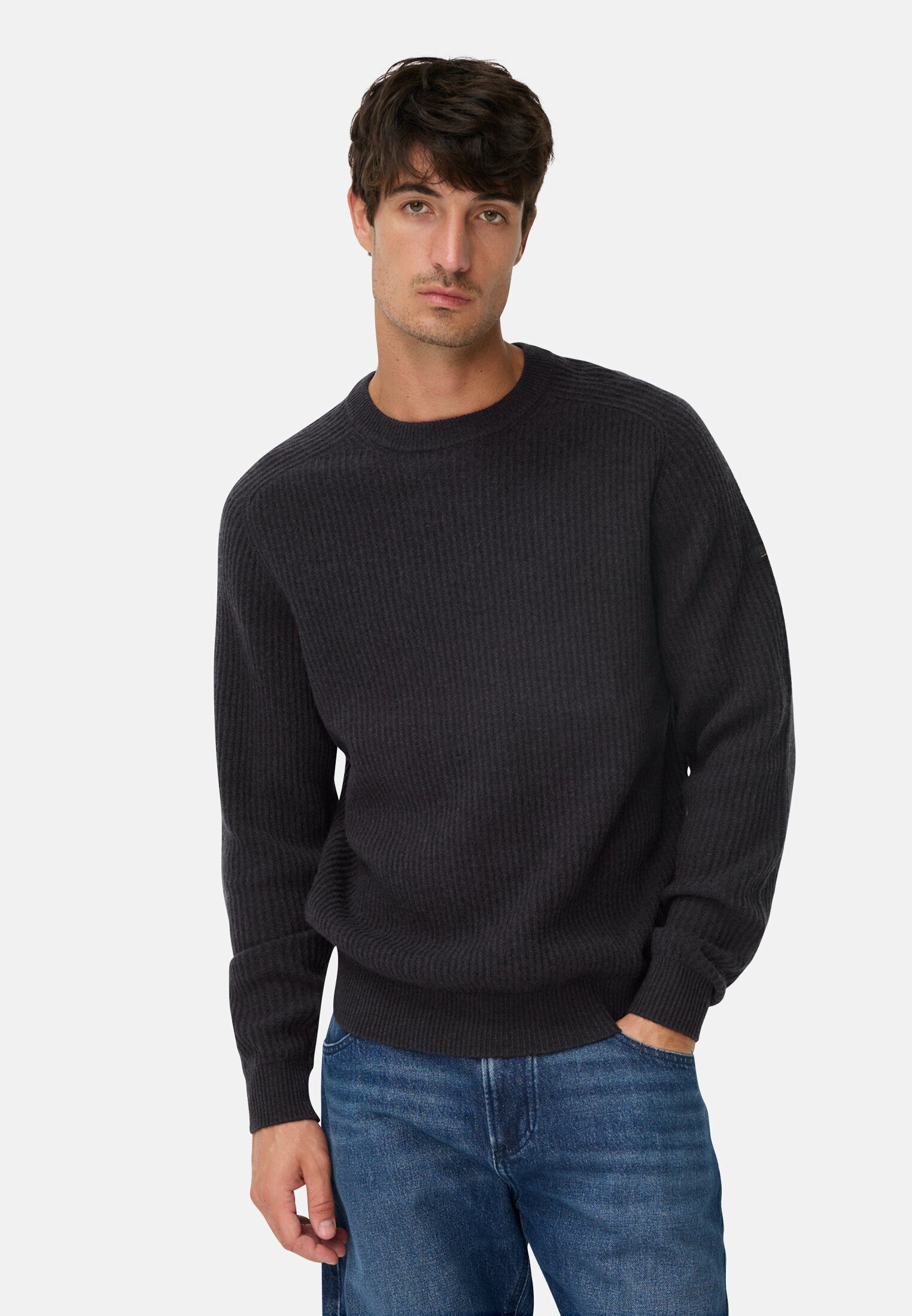 Strickpullover aus reiner Wolle Langarm Kapuze