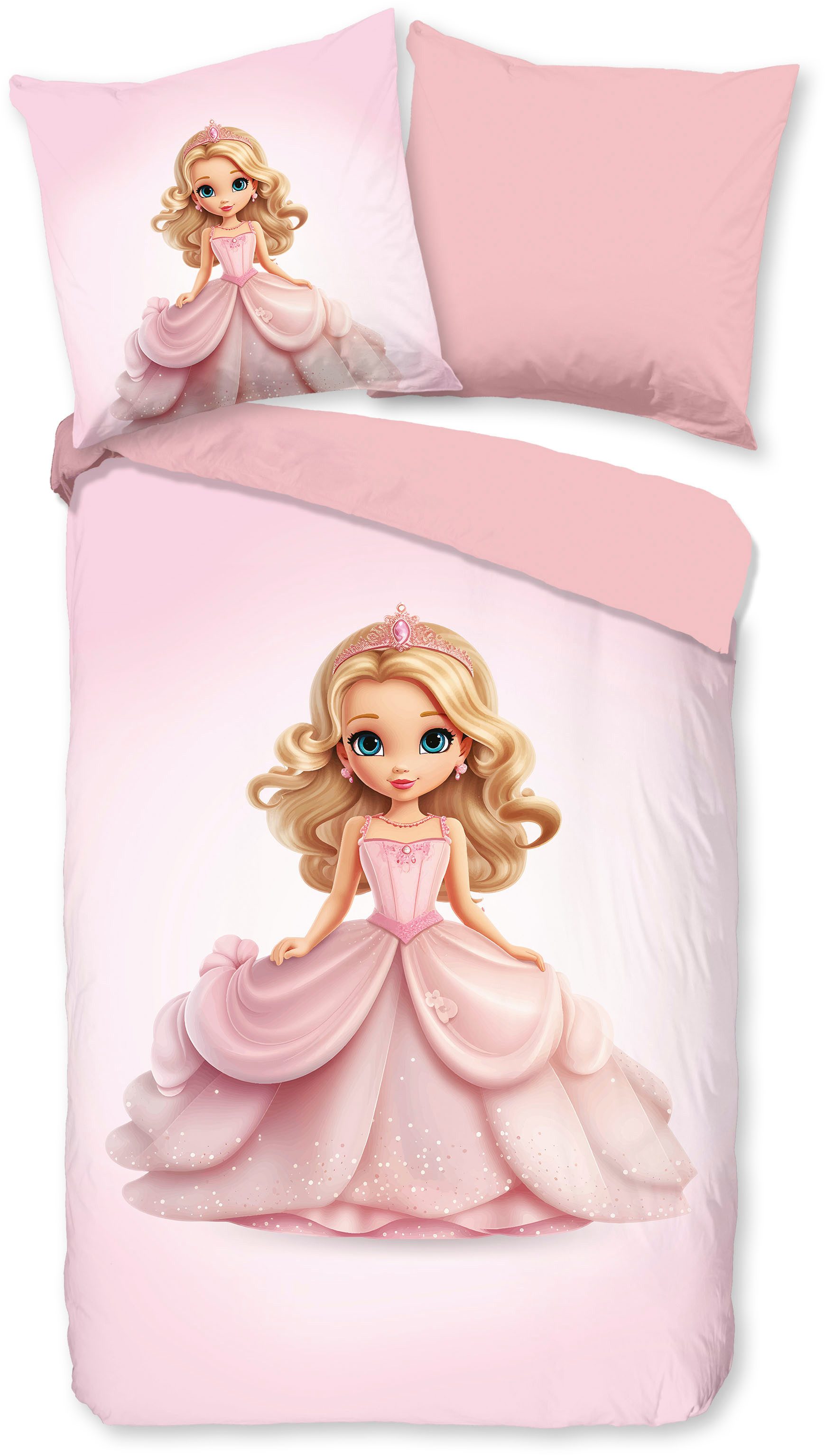 PURE luxury collection Kinderbettwäsche Bellas, Microfaser, 2 teilig, Mikrofaser, 135x200, 2 Teilig, Wendeoptik, Kind, Mädchen, Prinzessin