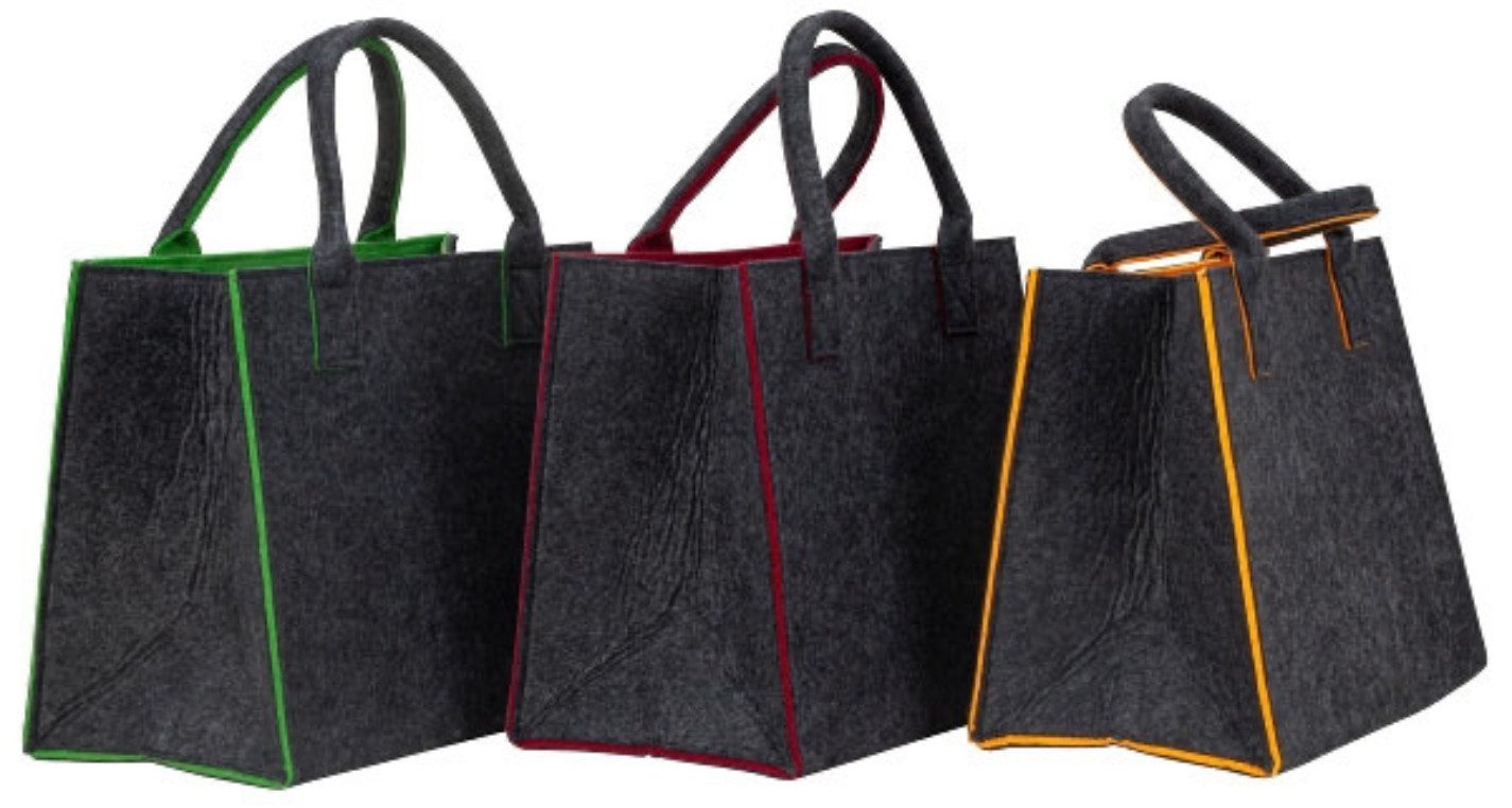 MF Shopper Zweifarbige Filztaschen im 3er-Set mit Farbakzenten (3-tlg) günstig online kaufen