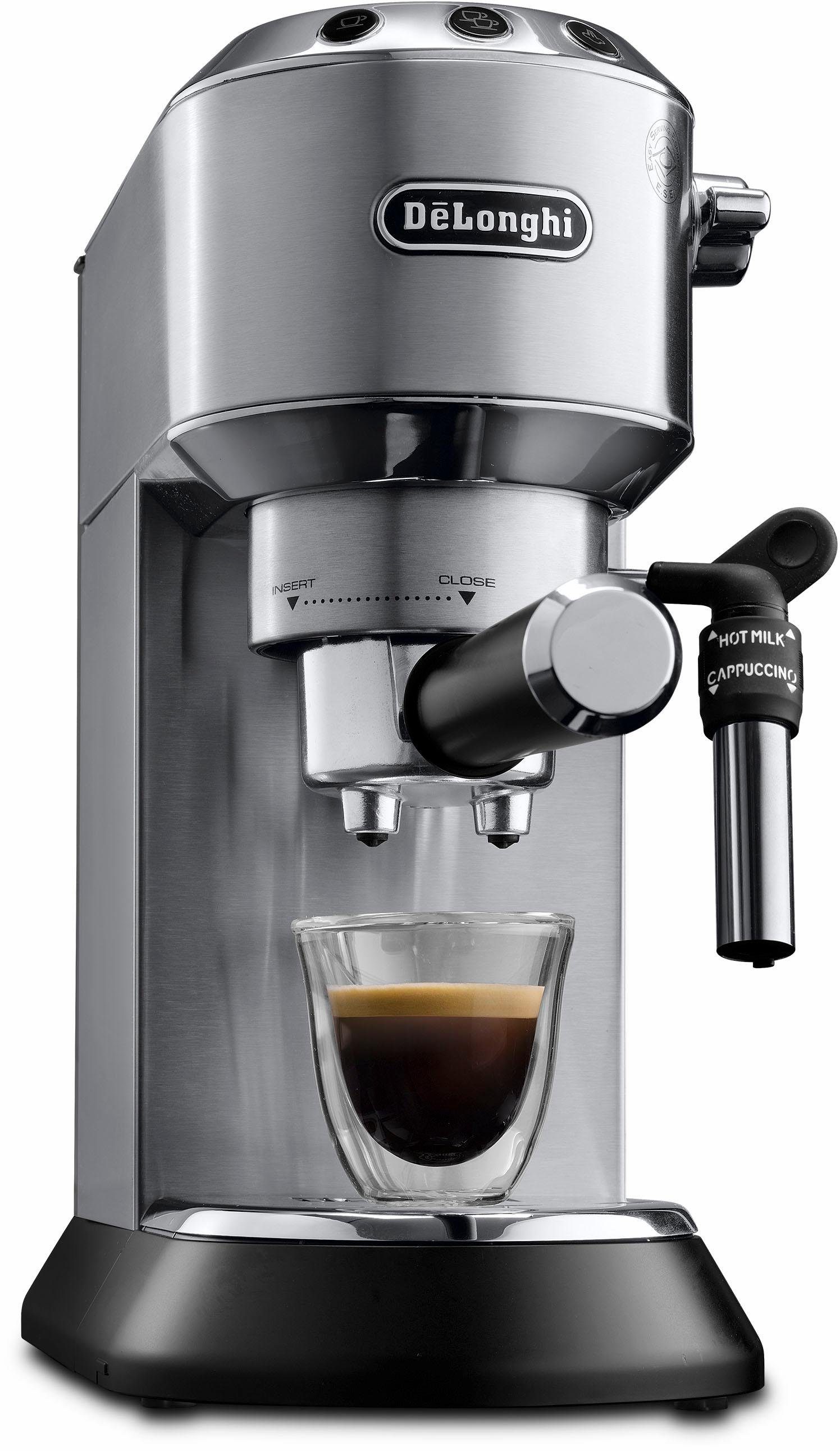 De'Longhi Espressomaschine Dedica Style EC685.M - Espresso & Doppio, mit Milchschaumdüse, Nur 15 cm breit, für E.S.E Pads geeignet, 1L, inkl. Milchschaumdüse