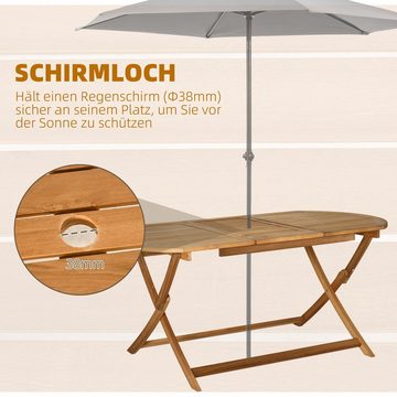 Outsunny Garten-Essgruppe 7tlg. Klappbar Balkonset aus Massivholz Balkonmöbel Sitzgarnitur Natur, (Set, 7-tlg., Gartenmöbel Set für Garten Terrasse), 1 Tisch+6 Stühle Gartenmöbel Set