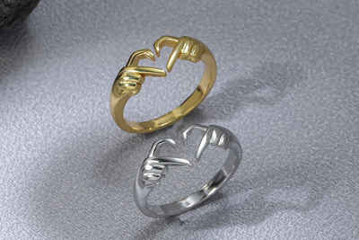 Eyecatcher Silberring Love Ring. Finger Herz Form. 925 Sterlling Silber, Größenverstellbar, Herz Ring, Hug Ring