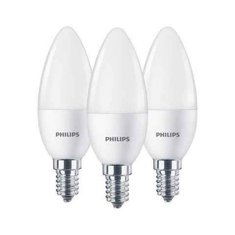 Philips LED-Leuchtmittel 3er Pack Philips LED E14 B35 5W = 40W Kerzenform 470lm Warmweiß 2700K, E14, Warmweiß