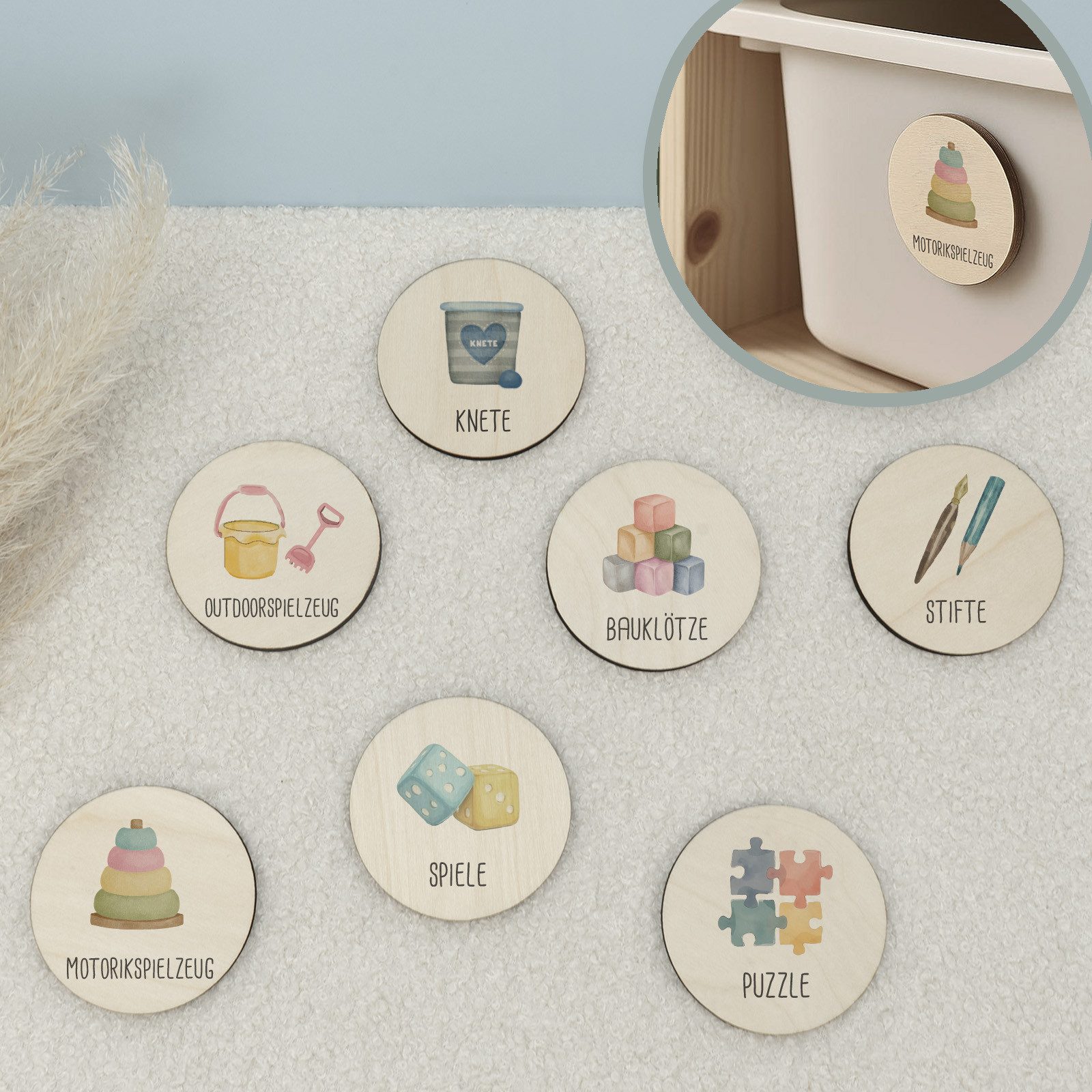 hellomini Wanddekoobjekt Hellomini Trofast Schilder Set Holz Beschriftung S günstig online kaufen