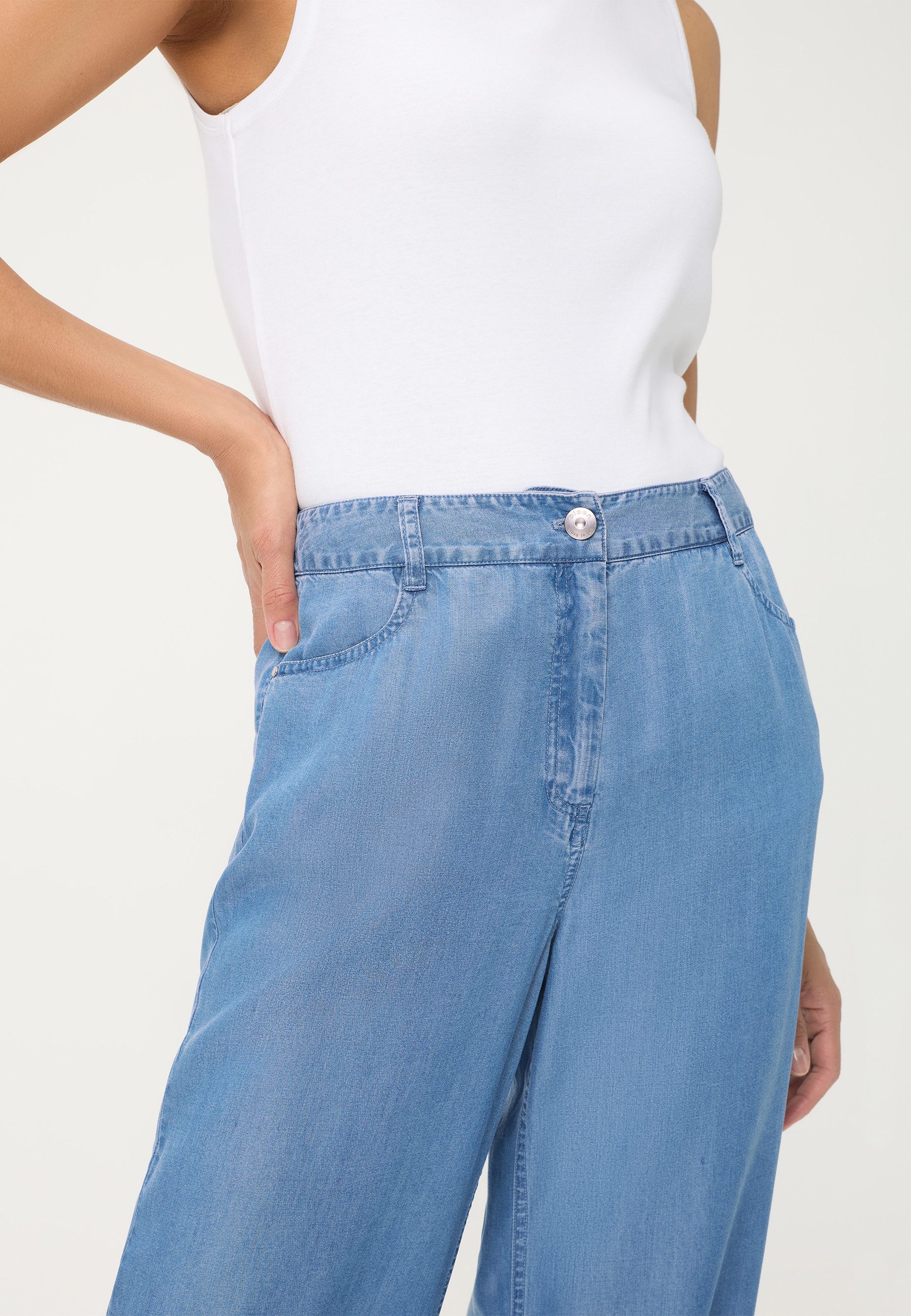 Olsen Stoffhose in weiter Silhouette aus Denim – Bild 3 von 5