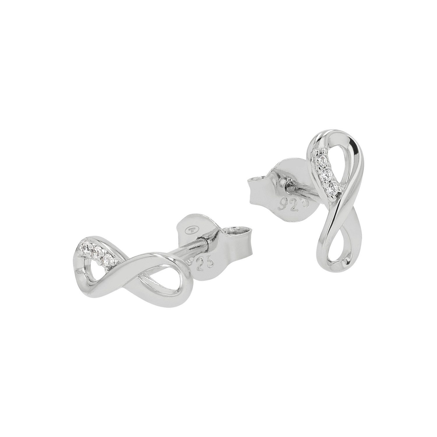 TOM TAILOR Paar Ohrstecker Schmuck Geschenk Silber 925 Infinity Unendlichkeitsschleife, mit Zirkonia (synth)