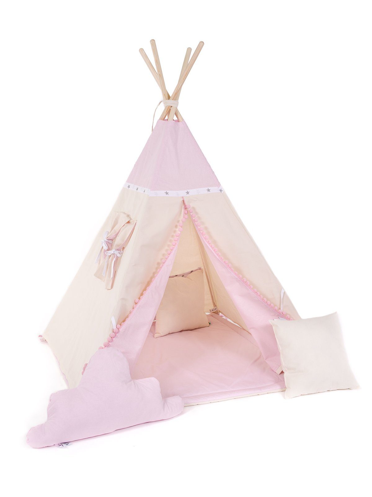 Rainbow Kids Tipi-Zelt Kleine Königin, Personen: 2 (mit kleinem Zubehör, 4 tlg., mit 2 Kissen und Matte)