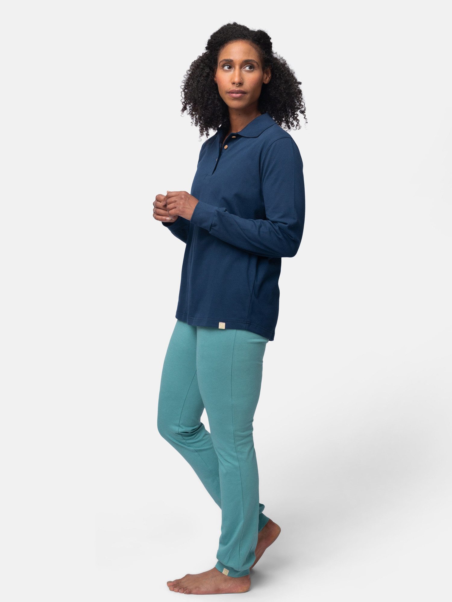greenjama Pyjamaoberteil mit Polokragen, GOTS zertifiziert