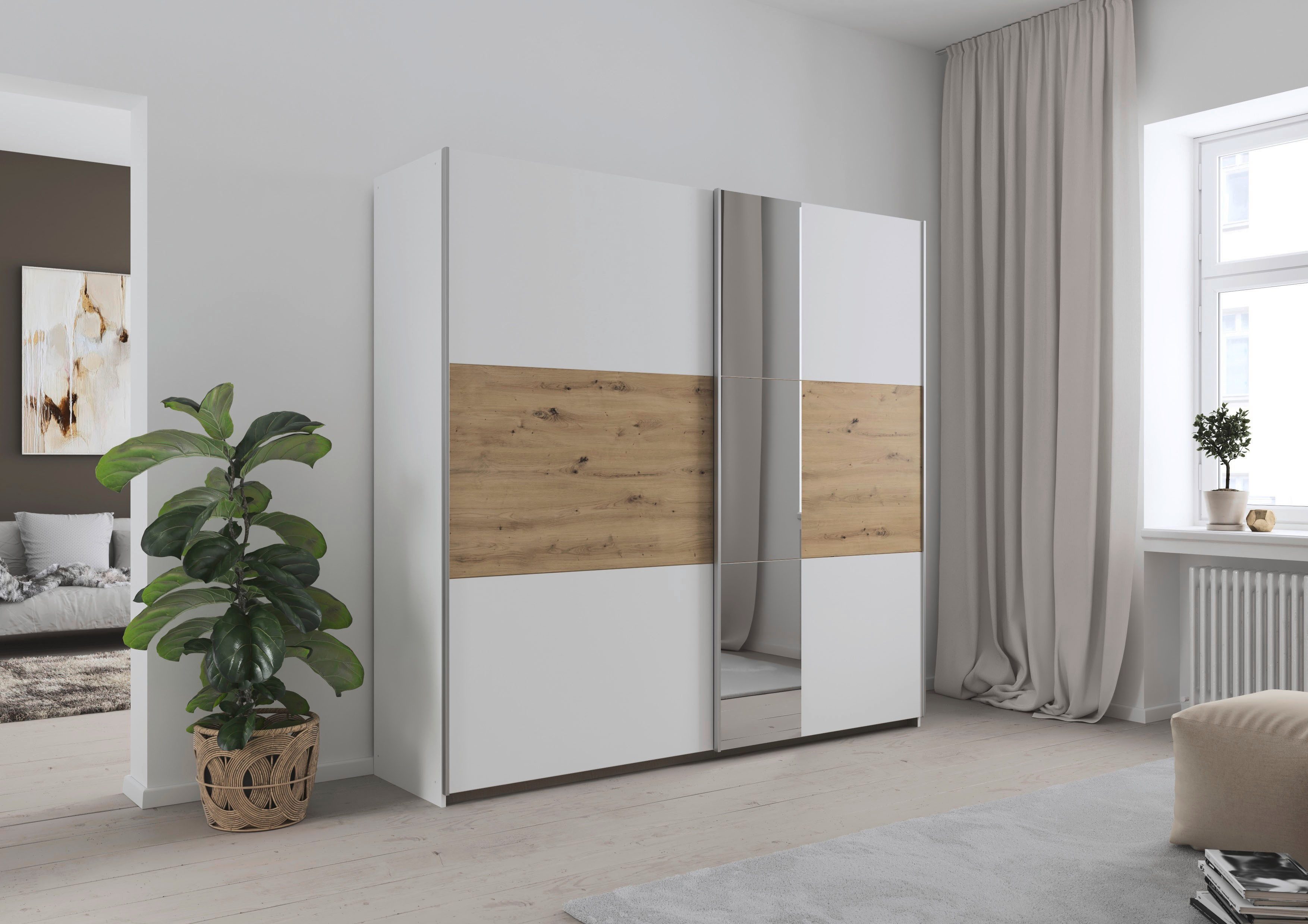 OTTO home Kleiderschrank Mehrzweckschrank Aktenschrank Möbel Mietswohnung TOPSELLER ASTANA (3 Ausstattungen BASIC/CLASSIC/PREMIUM (inkl. SOFT-CLOSE-FUNKTION) mit 3 Spiegelelementen, Metallgriffleisten alufarbig MADE IN GERMANY